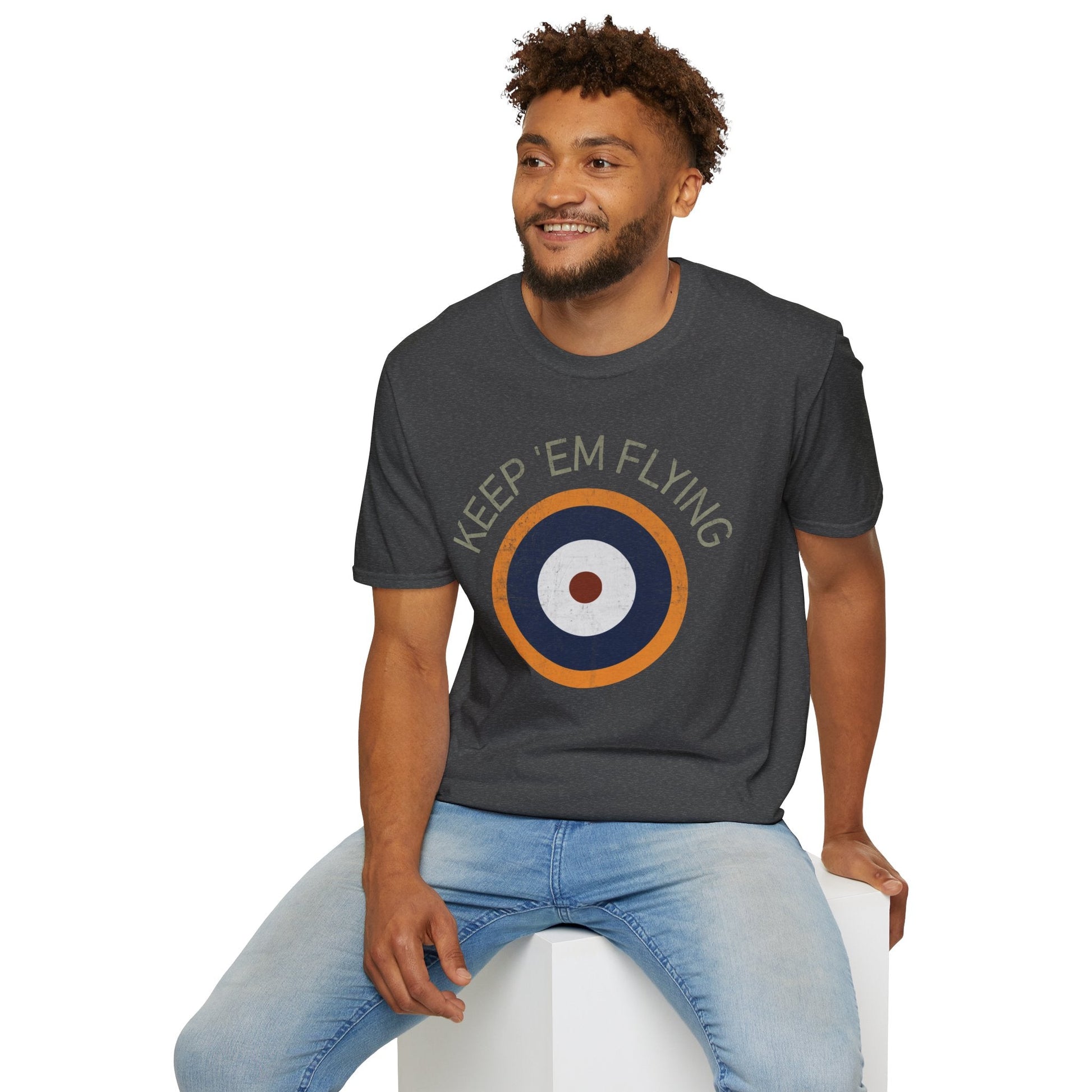 RAF Type A2 Roundel “Keep ’Em Flying” WWII Heritage T Shirt – Royal Air Force Insignia Pilot gifts warbird t shirt