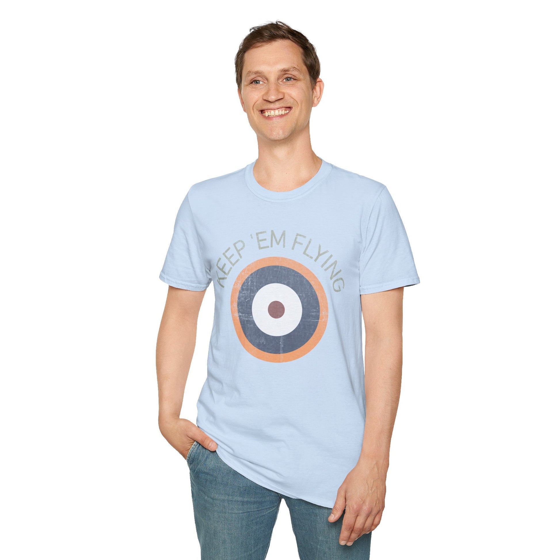 RAF Type A2 Roundel “Keep ’Em Flying” WWII Heritage T Shirt – Royal Air Force Insignia Pilot gifts warbird t shirt
