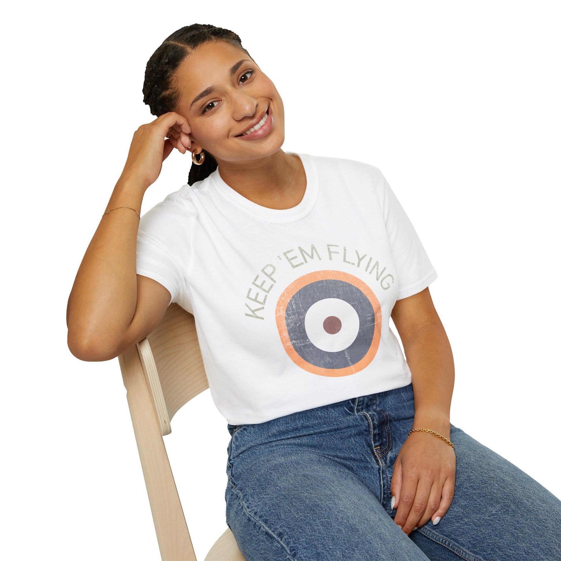 RAF Type A2 Roundel “Keep ’Em Flying” WWII Heritage T Shirt – Royal Air Force Insignia Pilot gifts warbird t shirt