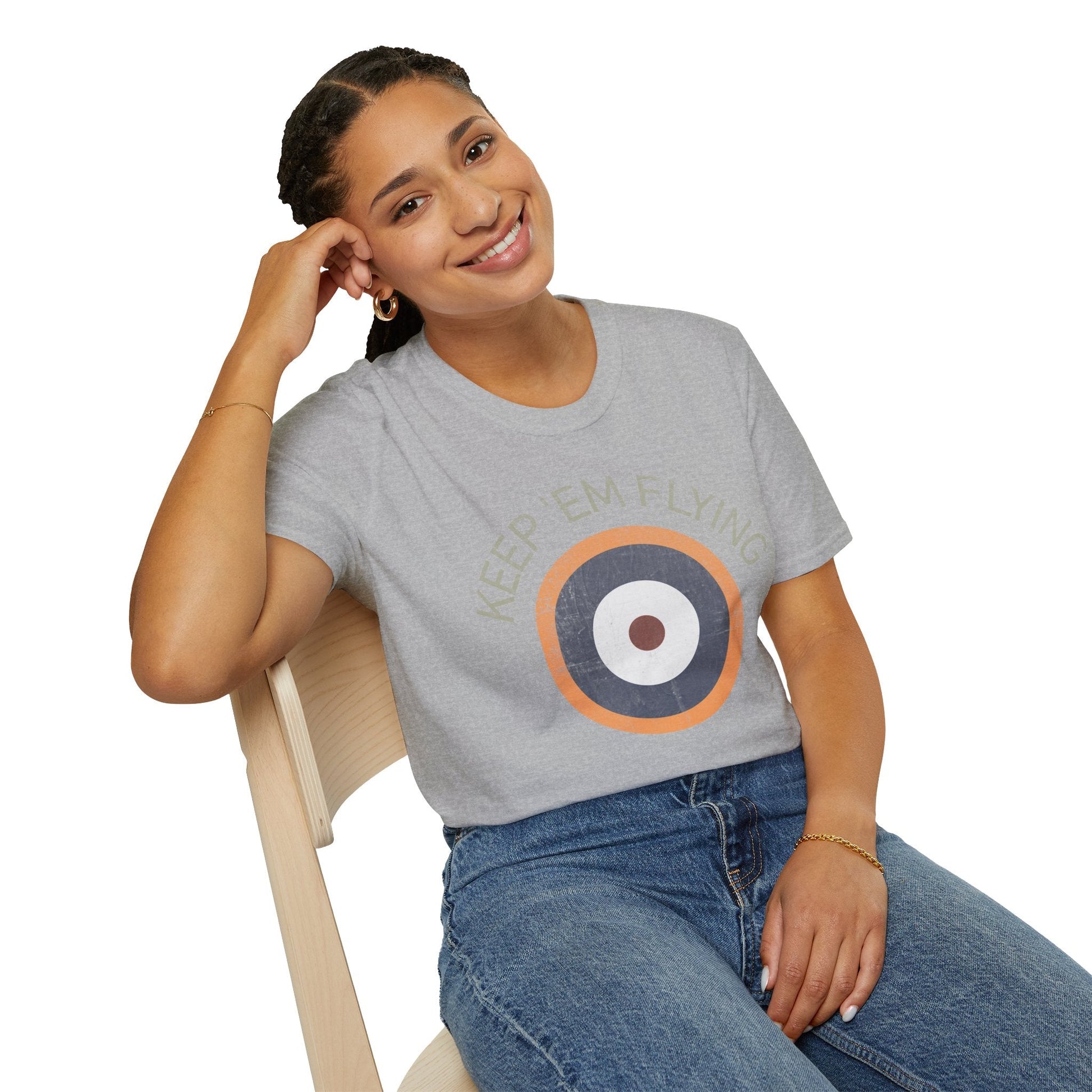 RAF Type A2 Roundel “Keep ’Em Flying” WWII Heritage T Shirt – Royal Air Force Insignia Pilot gifts warbird t shirt