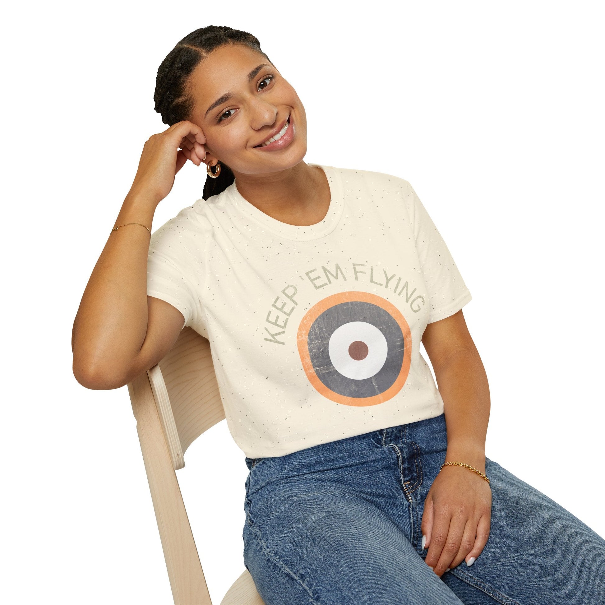 RAF Type A2 Roundel “Keep ’Em Flying” WWII Heritage T Shirt – Royal Air Force Insignia Pilot gifts warbird t shirt