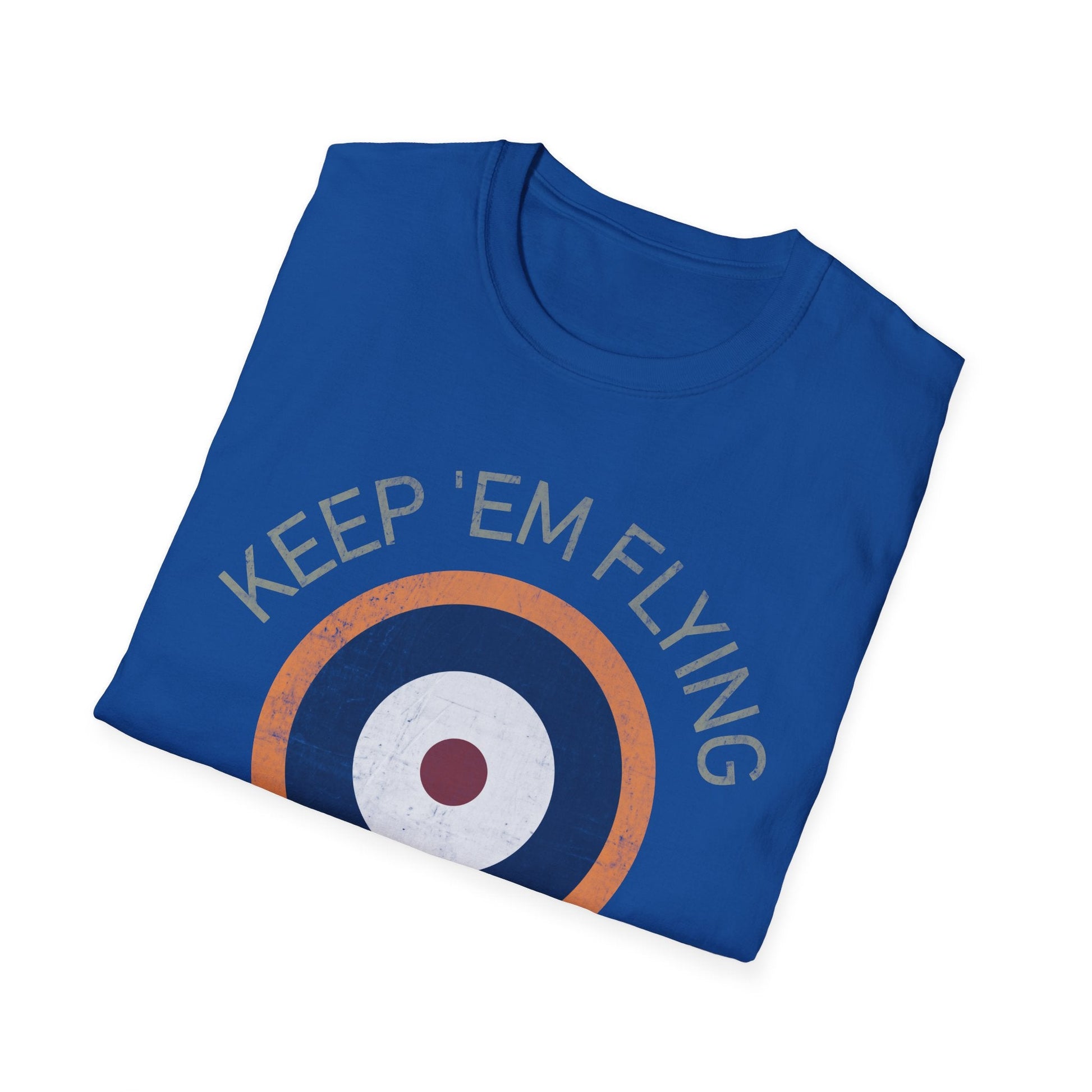 RAF Type A2 Roundel “Keep ’Em Flying” WWII Heritage T Shirt – Royal Air Force Insignia Pilot gifts warbird t shirt