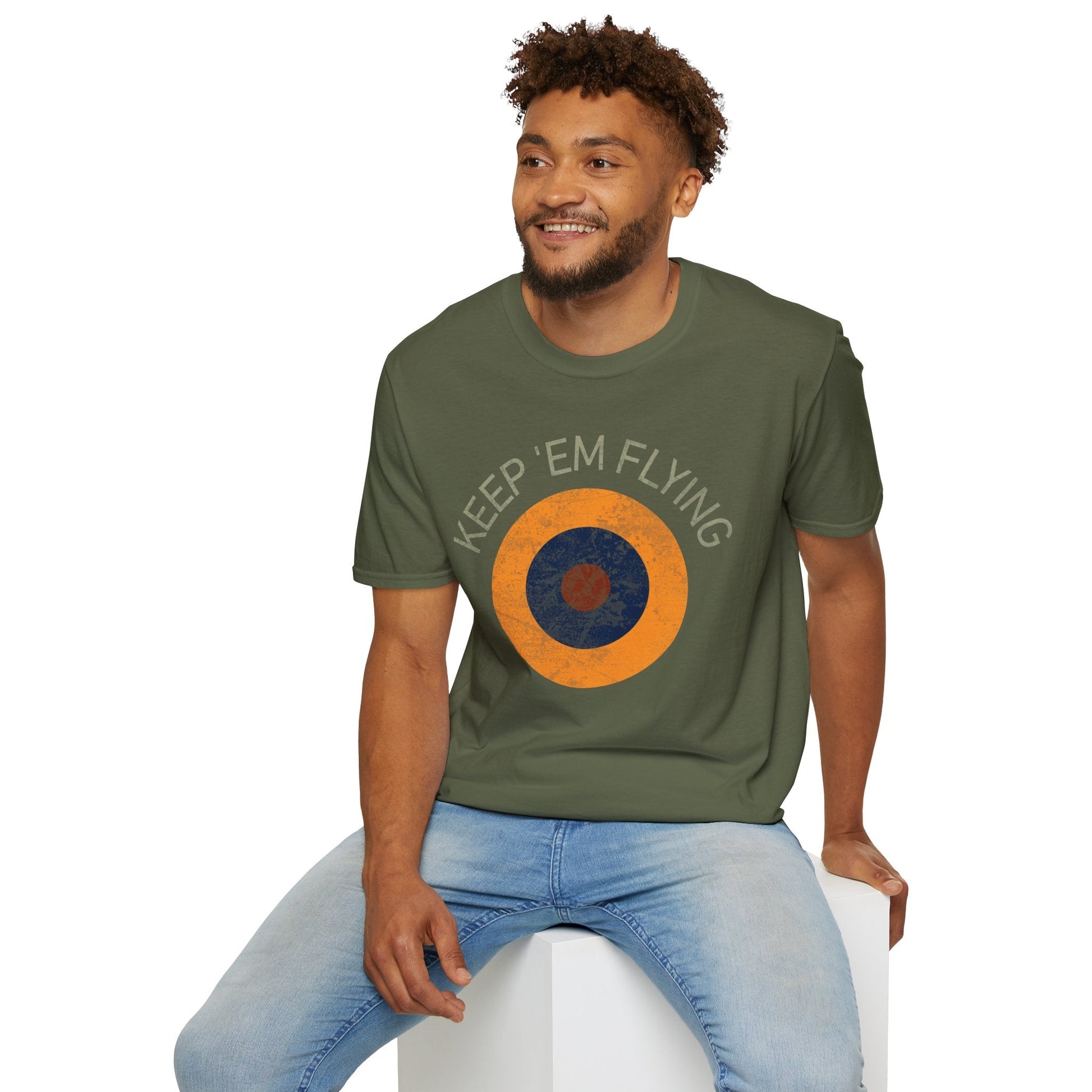 RAF Type B1 Roundel “Keep ’Em Flying” WWII Heritage T Shirt – Royal Air Force Insignia Pilot gifts warbird t shirt