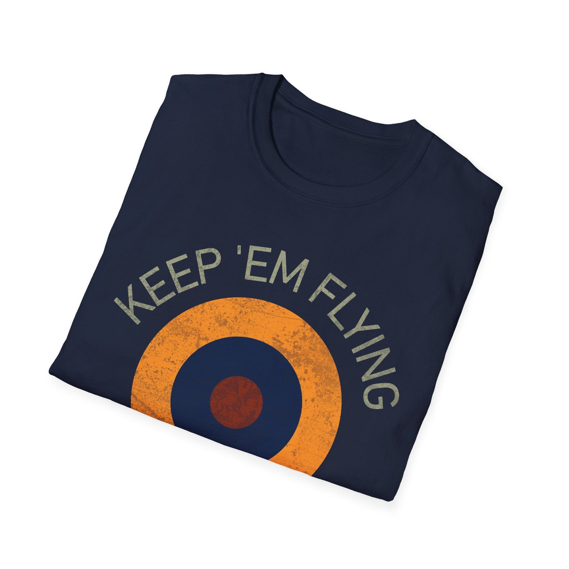 RAF Type B1 Roundel “Keep ’Em Flying” WWII Heritage T Shirt – Royal Air Force Insignia Pilot gifts warbird t shirt