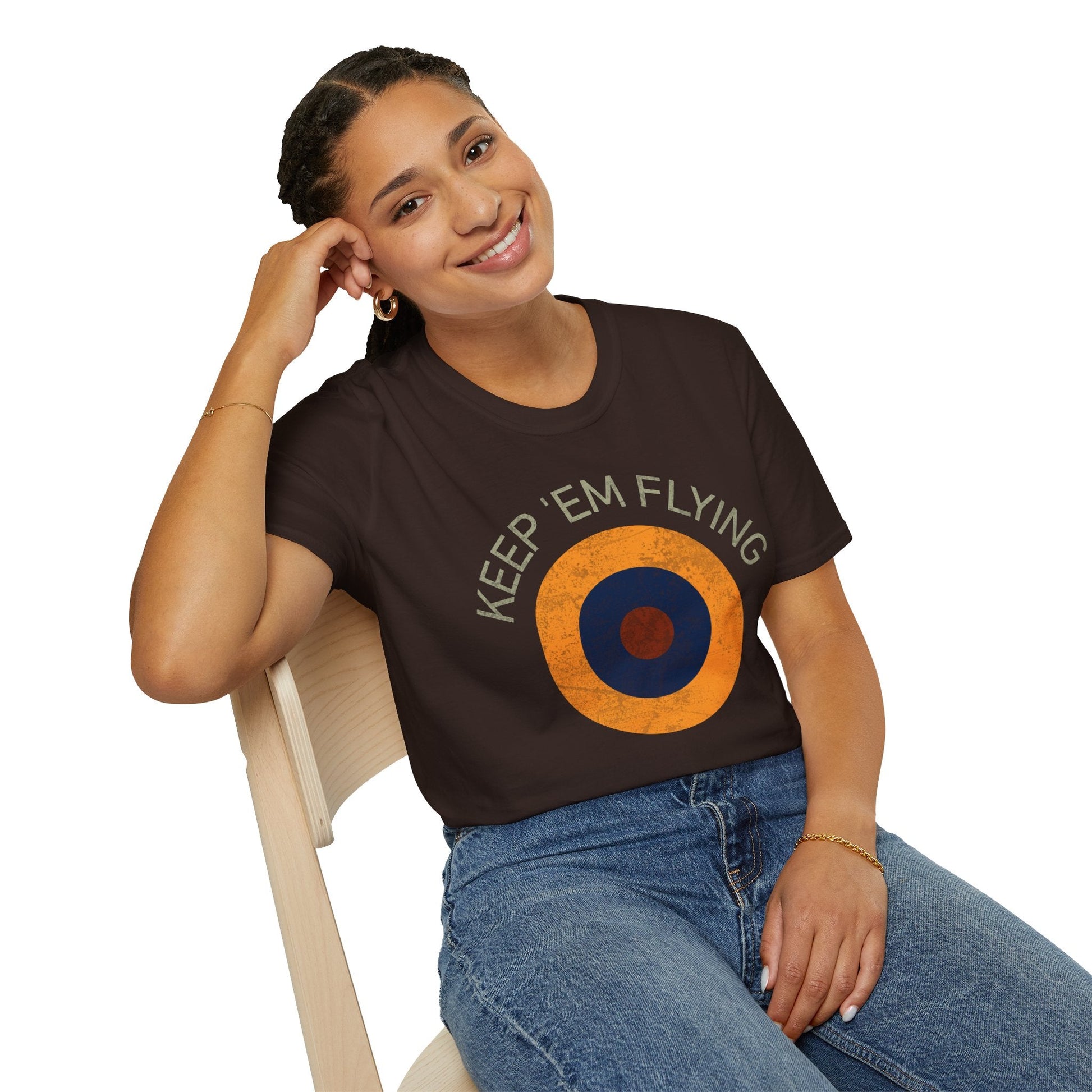 RAF Type B1 Roundel “Keep ’Em Flying” WWII Heritage T Shirt – Royal Air Force Insignia Pilot gifts warbird t shirt
