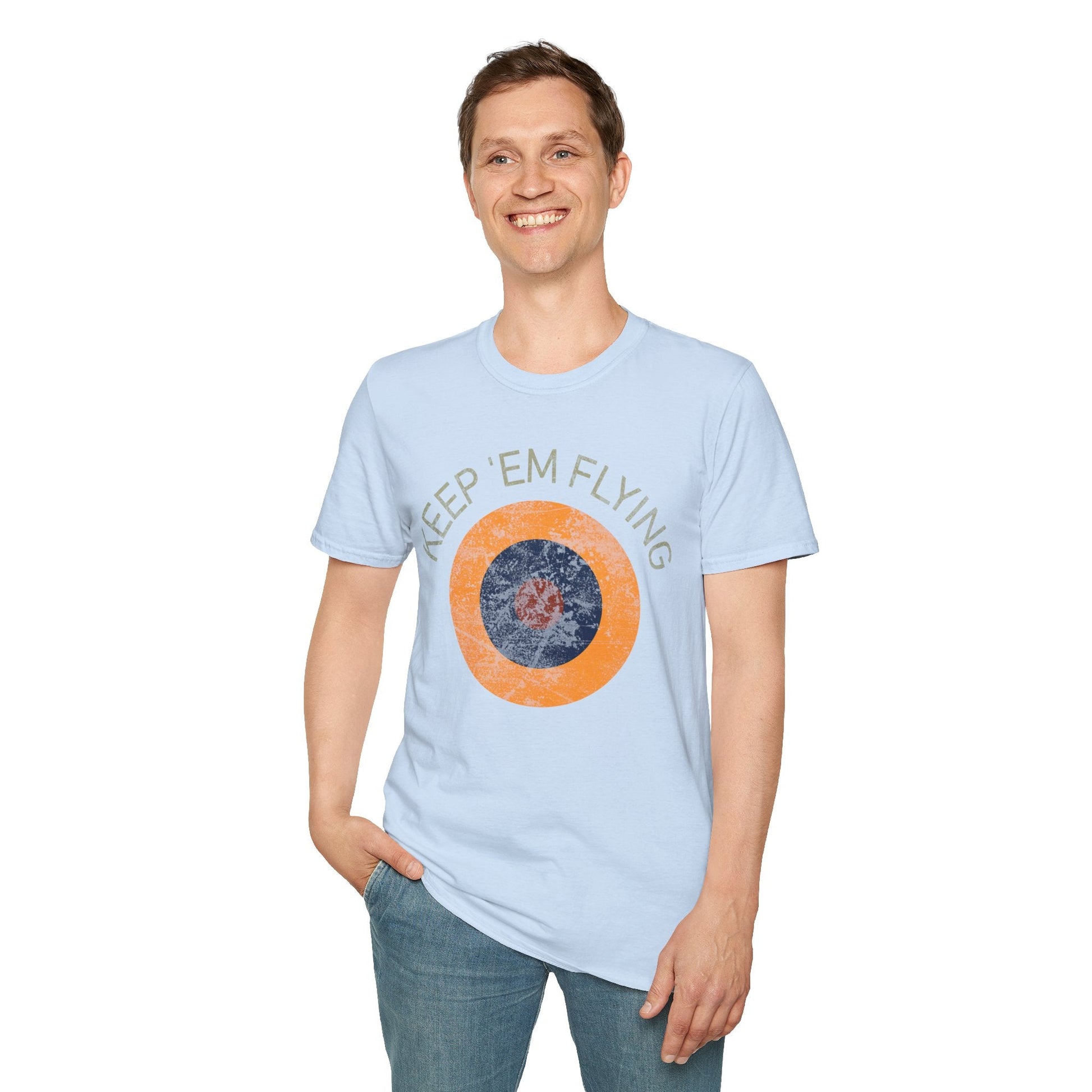 RAF Type B1 Roundel “Keep ’Em Flying” WWII Heritage T Shirt – Royal Air Force Insignia Pilot gifts warbird t shirt