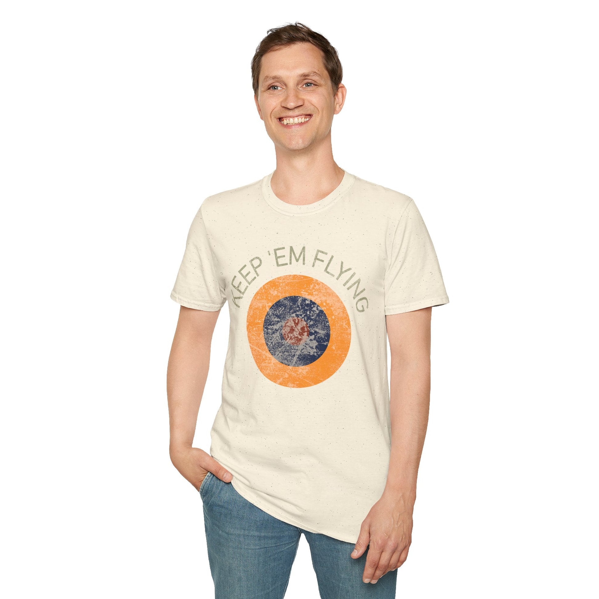 RAF Type B1 Roundel “Keep ’Em Flying” WWII Heritage T Shirt – Royal Air Force Insignia Pilot gifts warbird t shirt