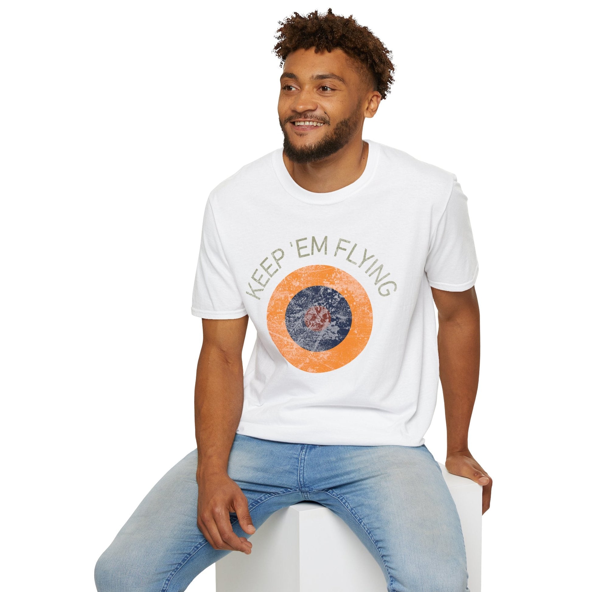 RAF Type B1 Roundel “Keep ’Em Flying” WWII Heritage T Shirt – Royal Air Force Insignia Pilot gifts warbird t shirt