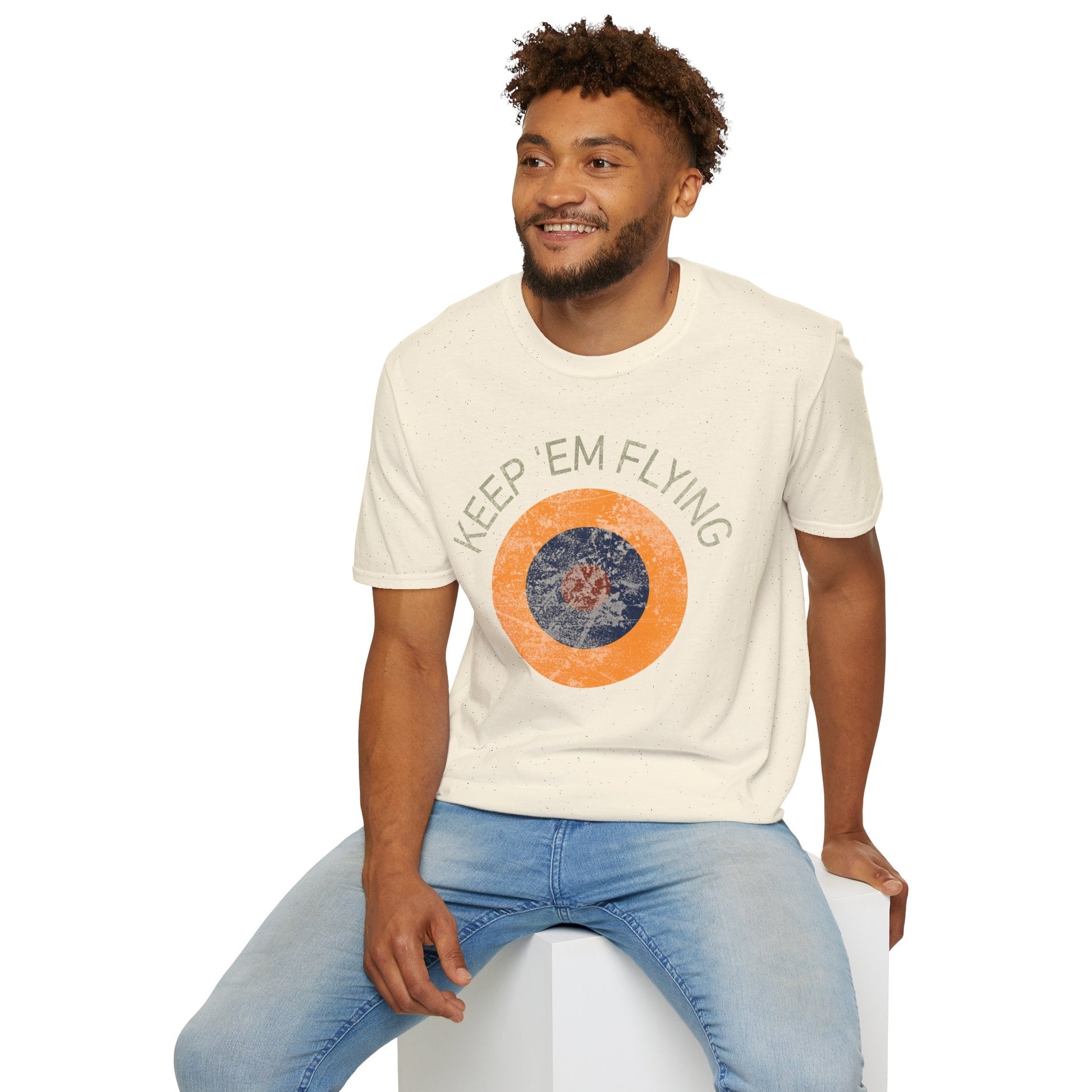 RAF Type B1 Roundel “Keep ’Em Flying” WWII Heritage T Shirt – Royal Air Force Insignia Pilot gifts warbird t shirt