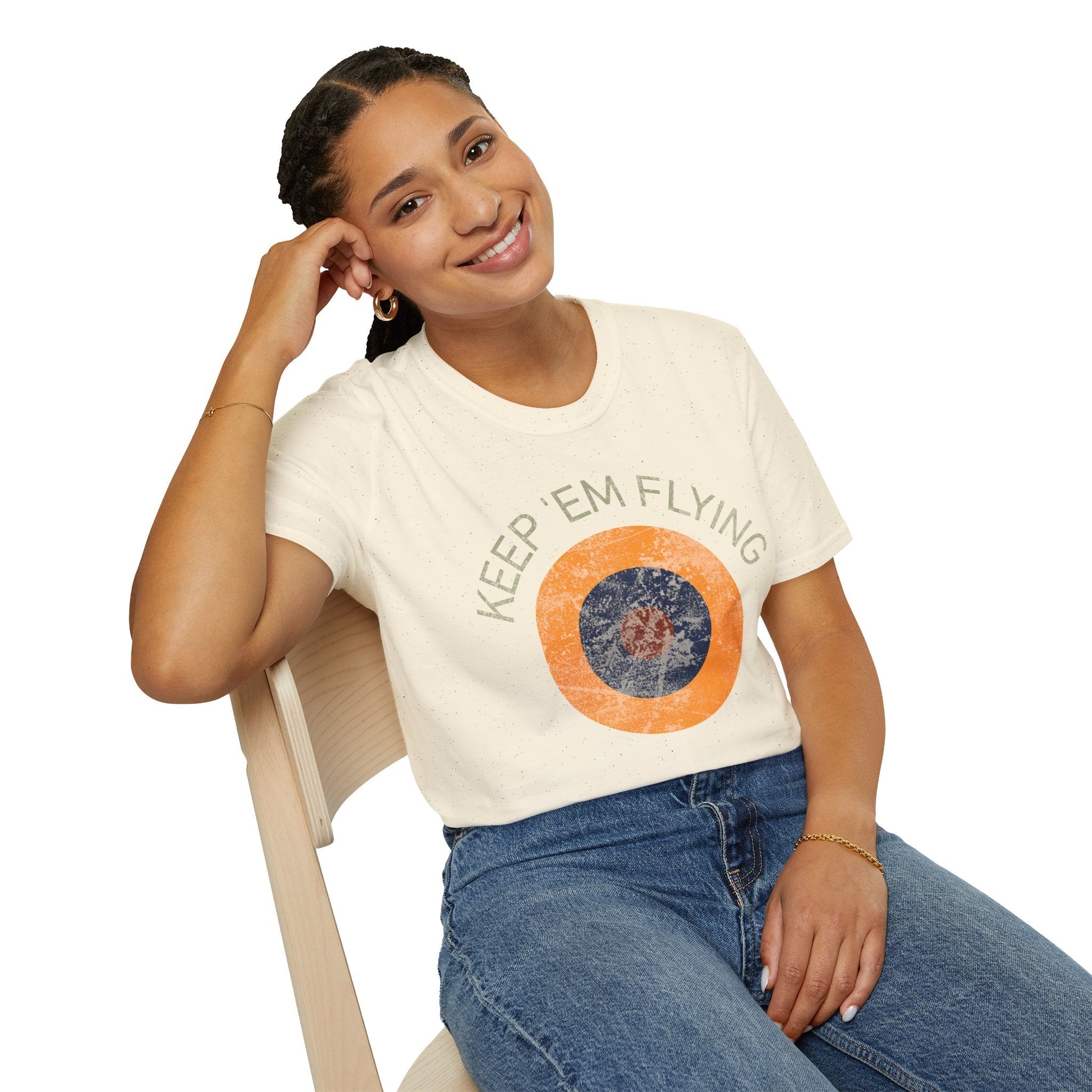 RAF Type B1 Roundel “Keep ’Em Flying” WWII Heritage T Shirt – Royal Air Force Insignia Pilot gifts warbird t shirt