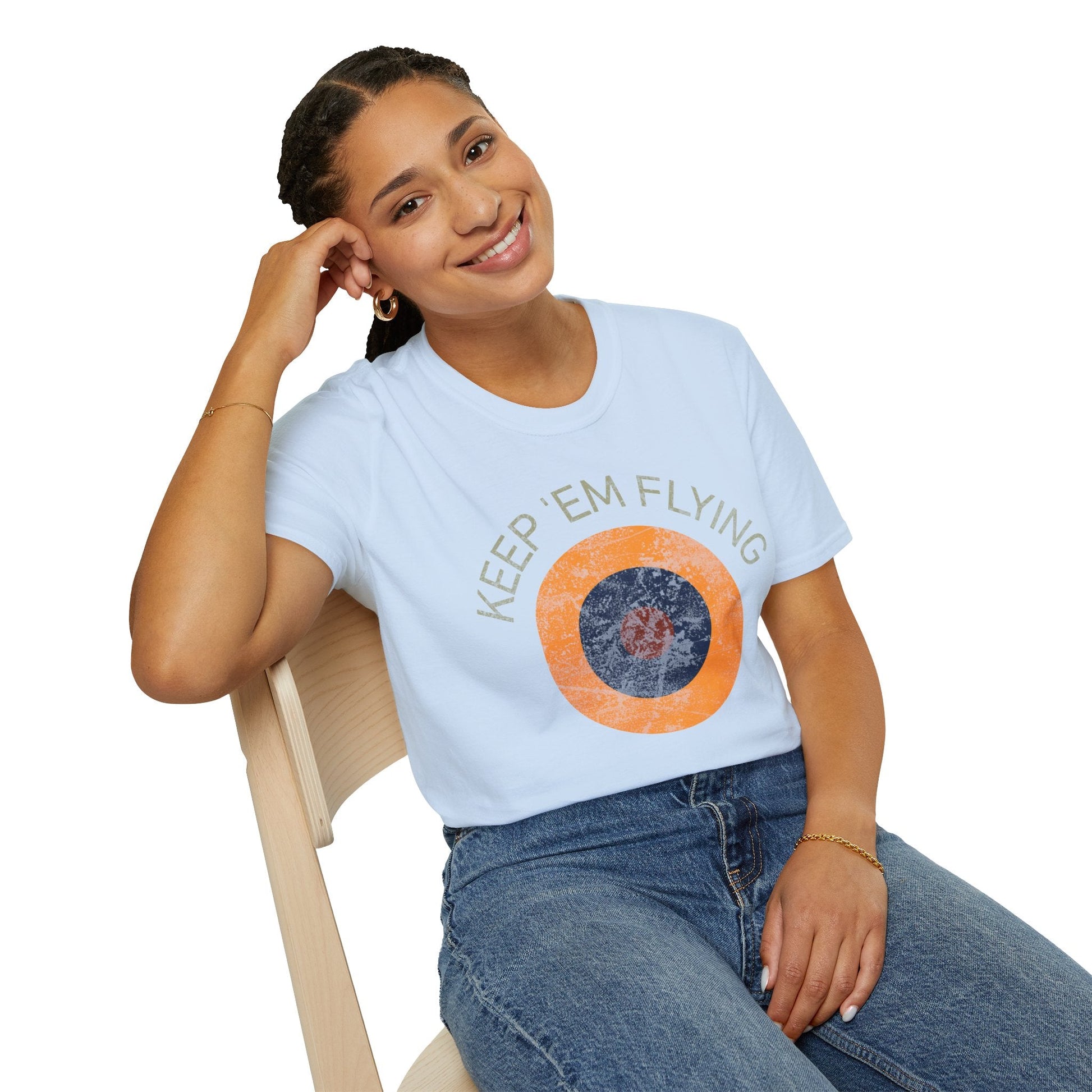 RAF Type B1 Roundel “Keep ’Em Flying” WWII Heritage T Shirt – Royal Air Force Insignia Pilot gifts warbird t shirt