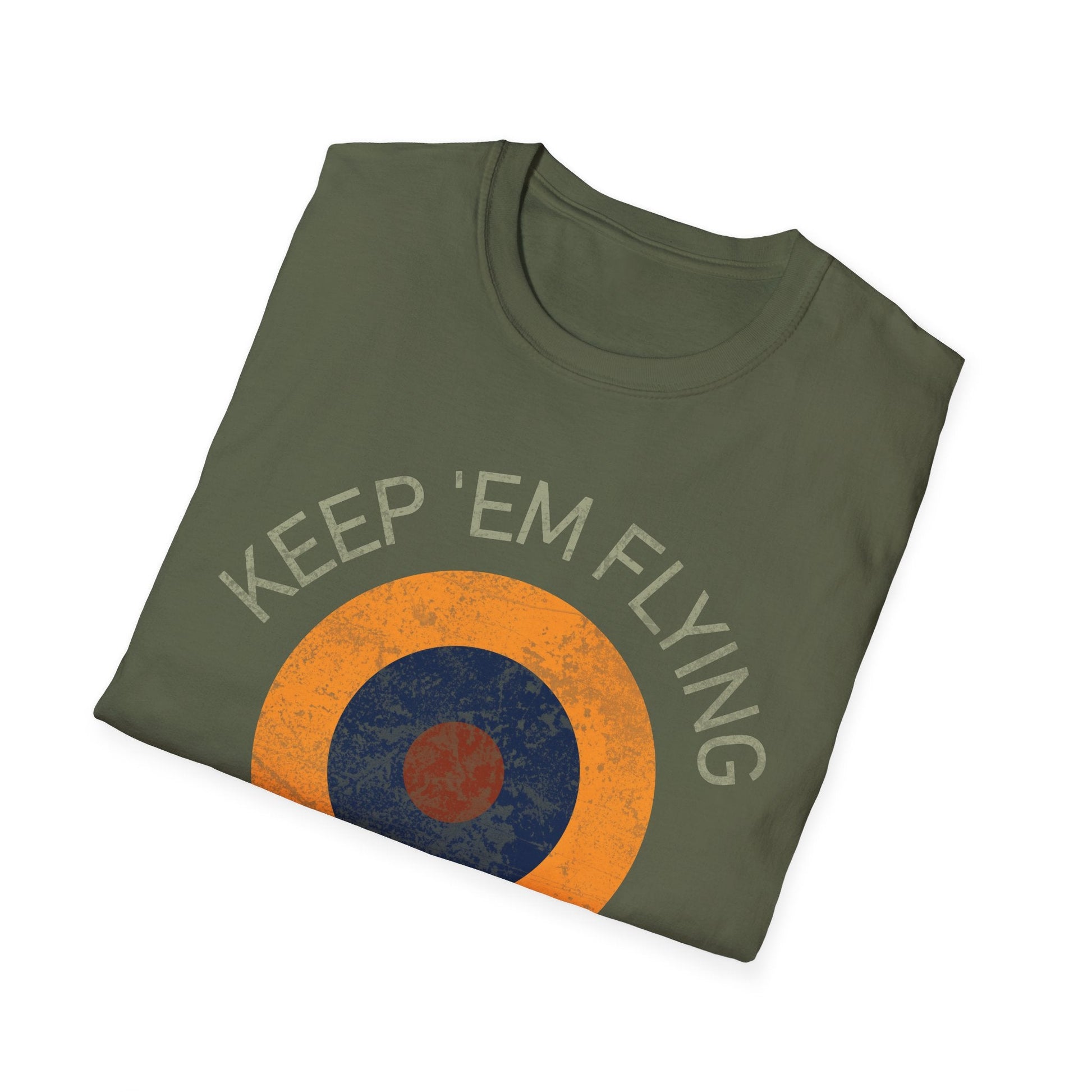 RAF Type B1 Roundel “Keep ’Em Flying” WWII Heritage T Shirt – Royal Air Force Insignia Pilot gifts warbird t shirt