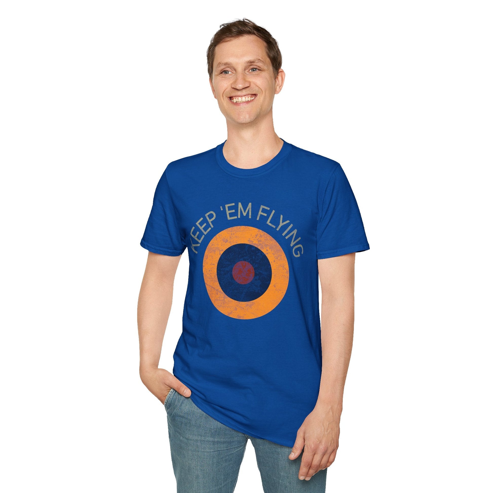 RAF Type B1 Roundel “Keep ’Em Flying” WWII Heritage T Shirt – Royal Air Force Insignia Pilot gifts warbird t shirt