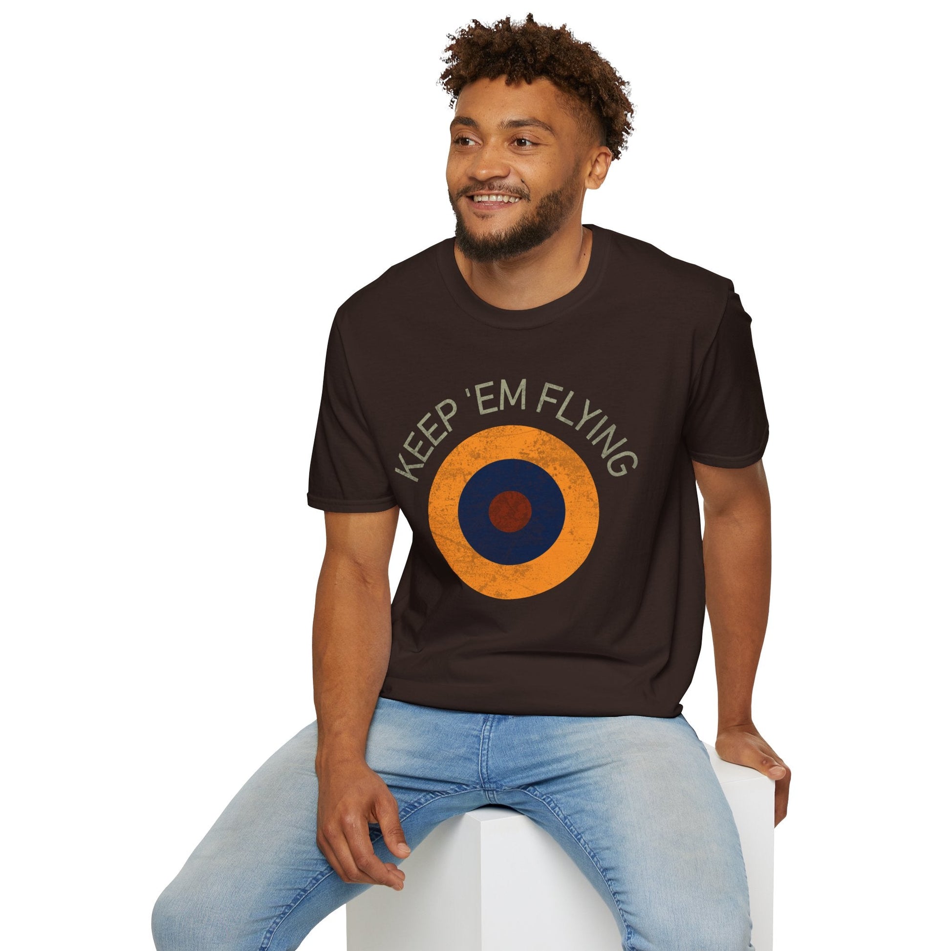 RAF Type B1 Roundel “Keep ’Em Flying” WWII Heritage T Shirt – Royal Air Force Insignia Pilot gifts warbird t shirt