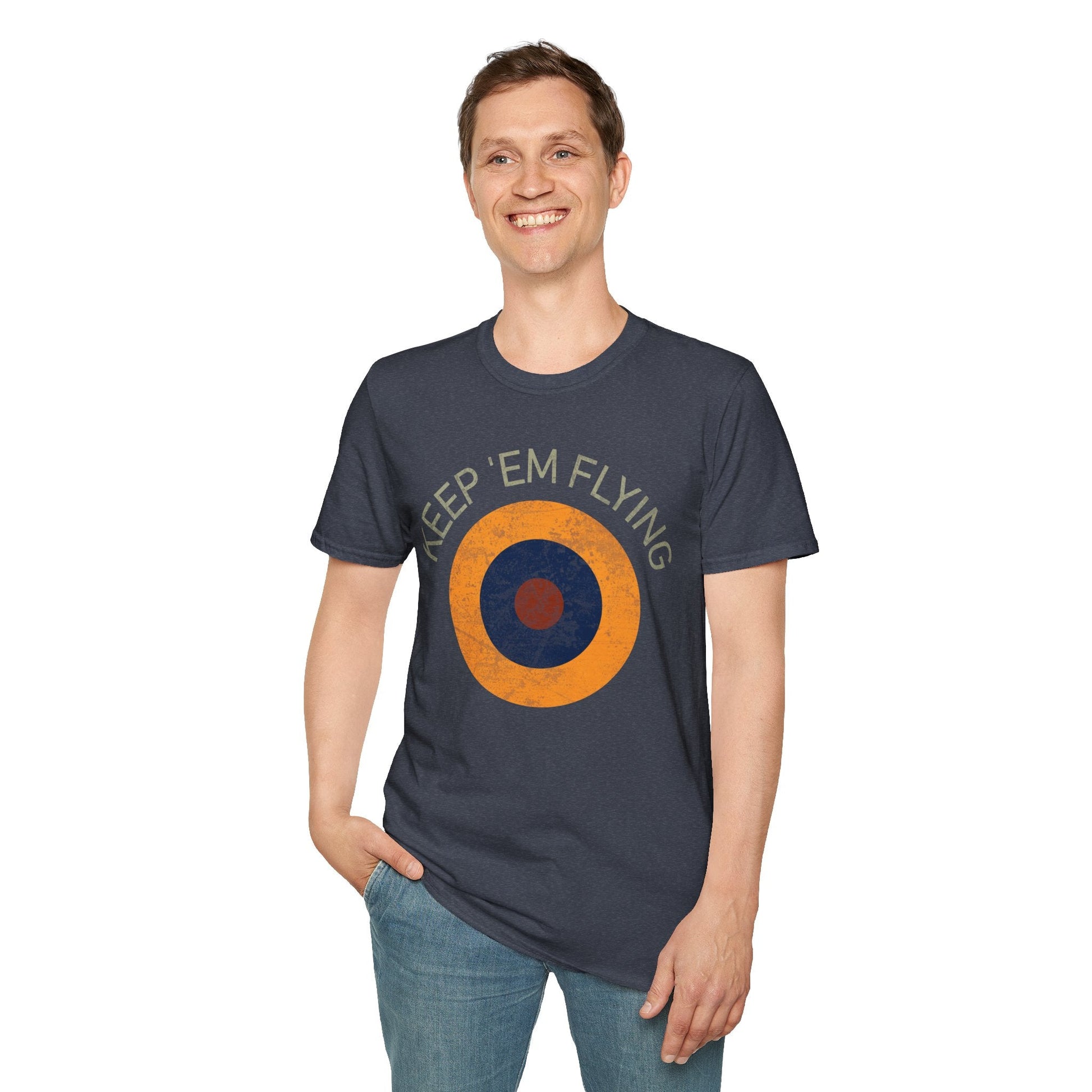 RAF Type B1 Roundel “Keep ’Em Flying” WWII Heritage T Shirt – Royal Air Force Insignia Pilot gifts warbird t shirt
