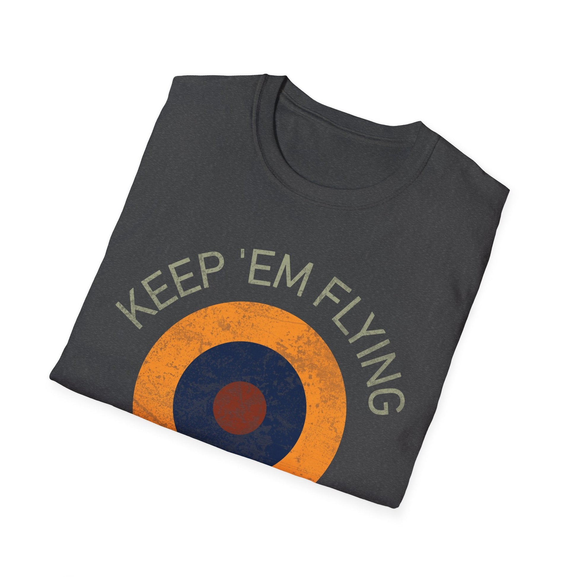 RAF Type B1 Roundel “Keep ’Em Flying” WWII Heritage T Shirt – Royal Air Force Insignia Pilot gifts warbird t shirt