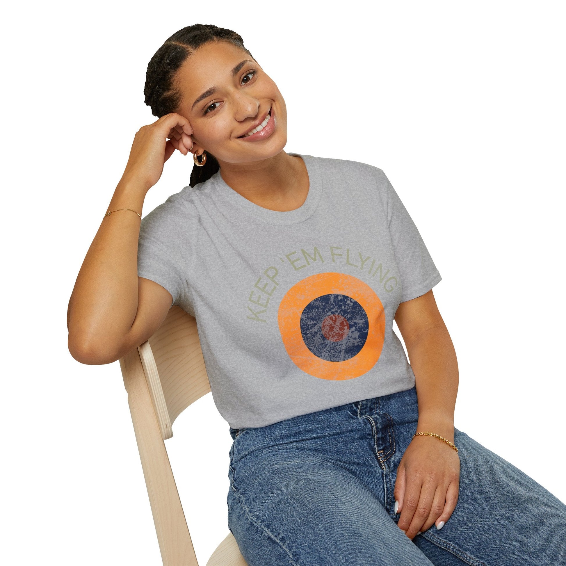 RAF Type B1 Roundel “Keep ’Em Flying” WWII Heritage T Shirt – Royal Air Force Insignia Pilot gifts warbird t shirt