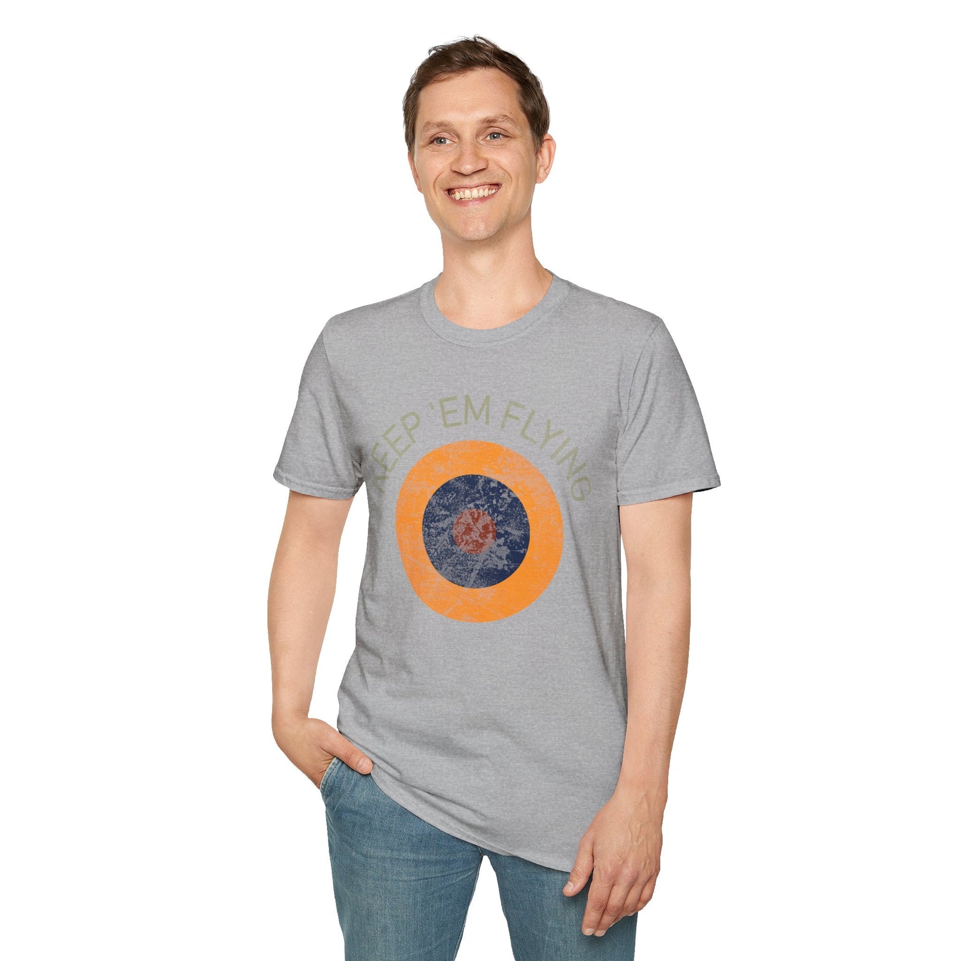 RAF Type B1 Roundel “Keep ’Em Flying” WWII Heritage T Shirt – Royal Air Force Insignia Pilot gifts warbird t shirt