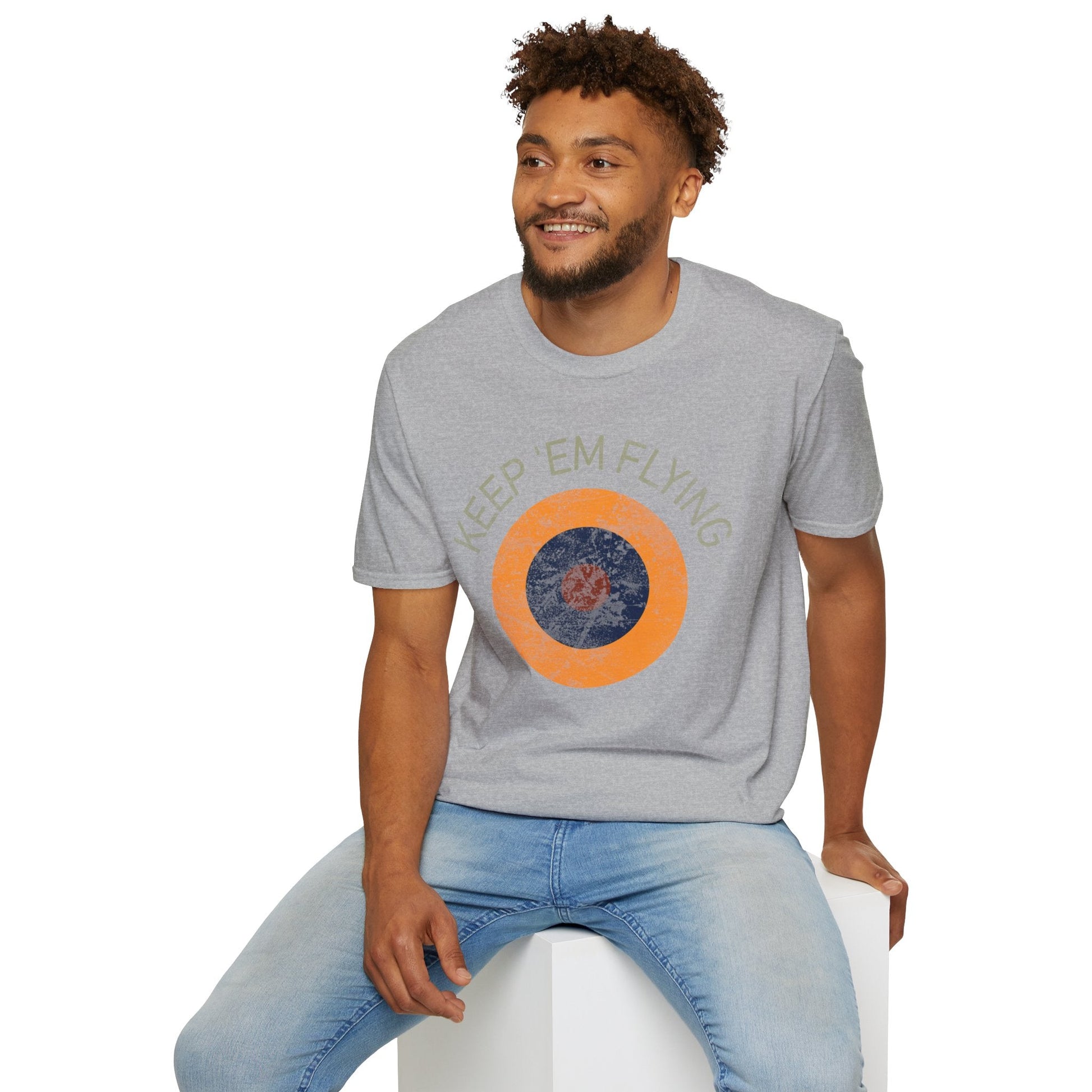 RAF Type B1 Roundel “Keep ’Em Flying” WWII Heritage T Shirt – Royal Air Force Insignia Pilot gifts warbird t shirt