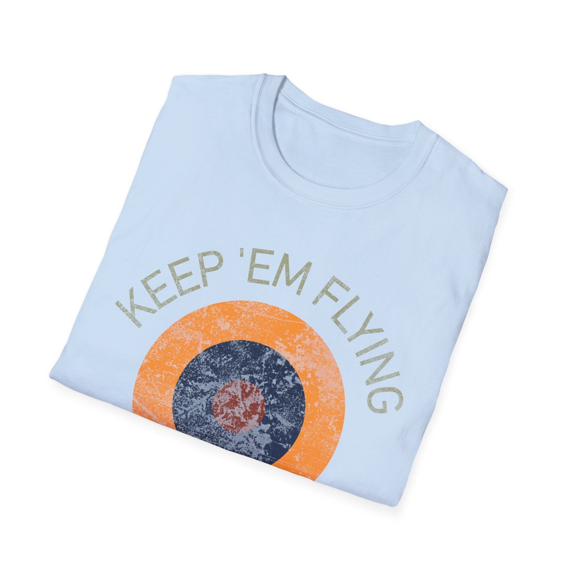 RAF Type B1 Roundel “Keep ’Em Flying” WWII Heritage T Shirt – Royal Air Force Insignia Pilot gifts warbird t shirt