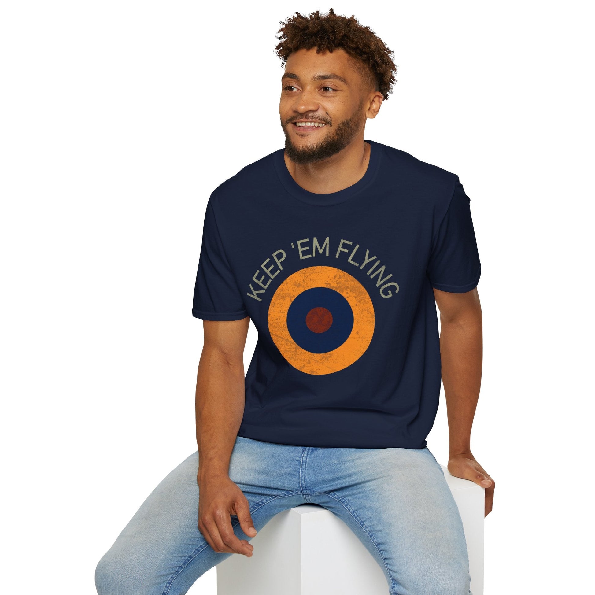 RAF Type B1 Roundel “Keep ’Em Flying” WWII Heritage T Shirt – Royal Air Force Insignia Pilot gifts warbird t shirt