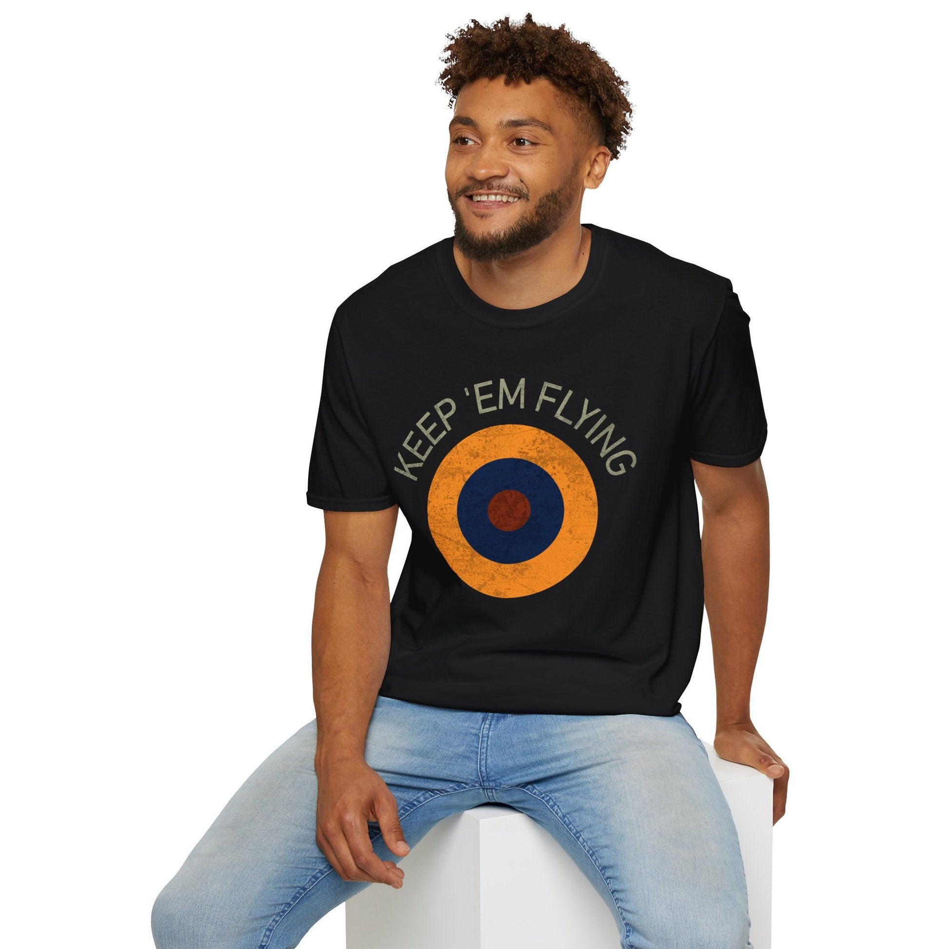 RAF Type B1 Roundel “Keep ’Em Flying” WWII Heritage T Shirt – Royal Air Force Insignia Pilot gifts warbird t shirt