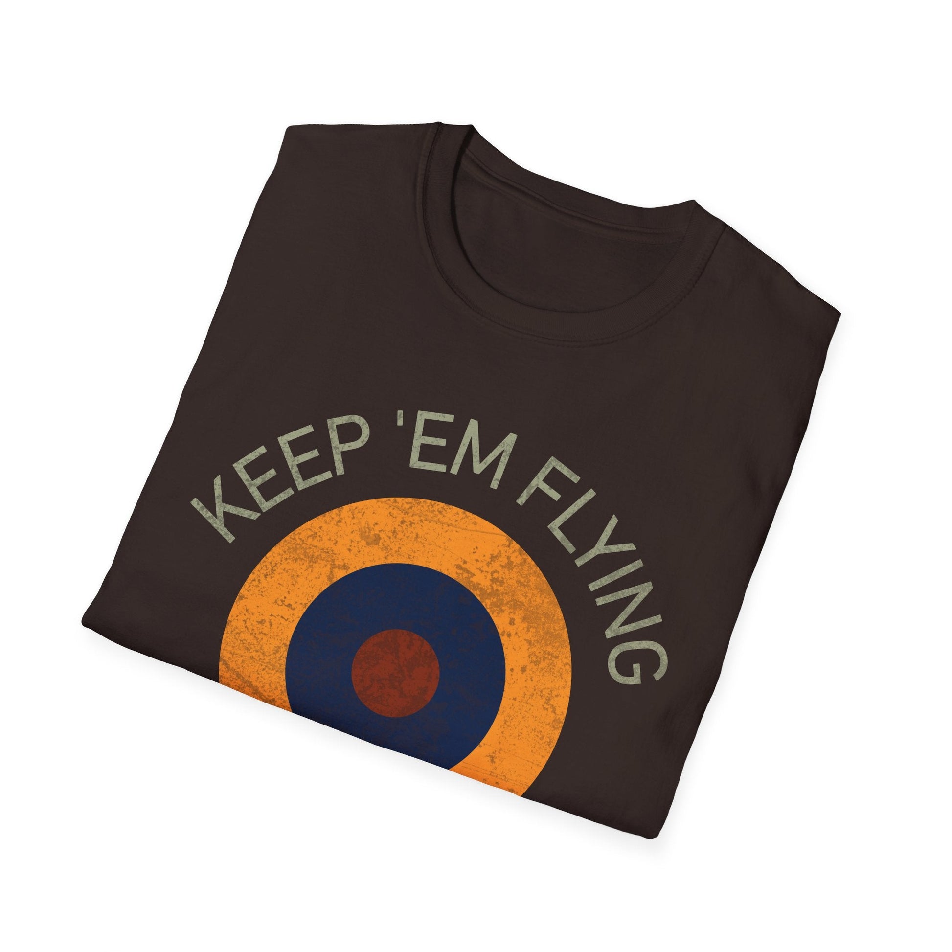 RAF Type B1 Roundel “Keep ’Em Flying” WWII Heritage T Shirt – Royal Air Force Insignia Pilot gifts warbird t shirt