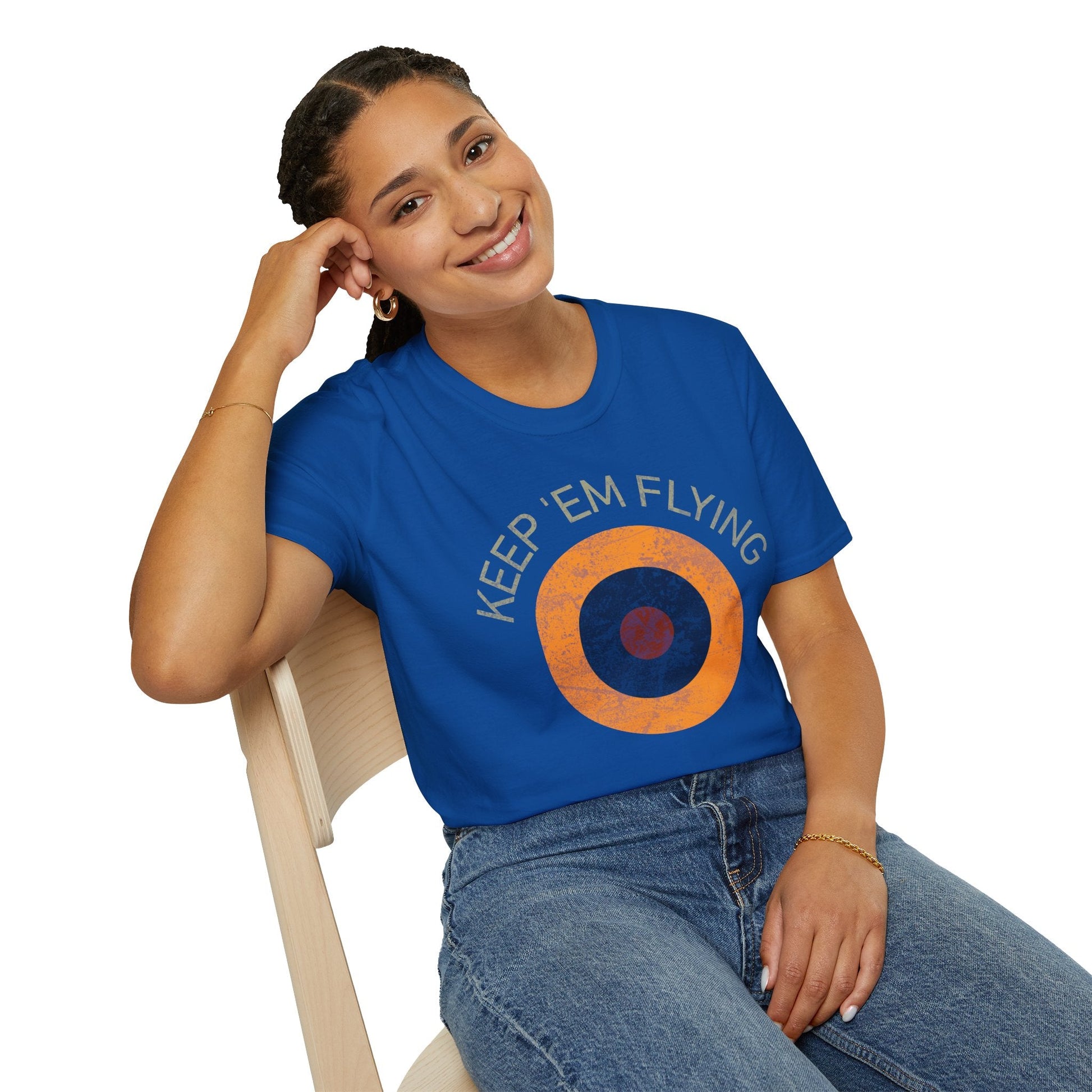 RAF Type B1 Roundel “Keep ’Em Flying” WWII Heritage T Shirt – Royal Air Force Insignia Pilot gifts warbird t shirt