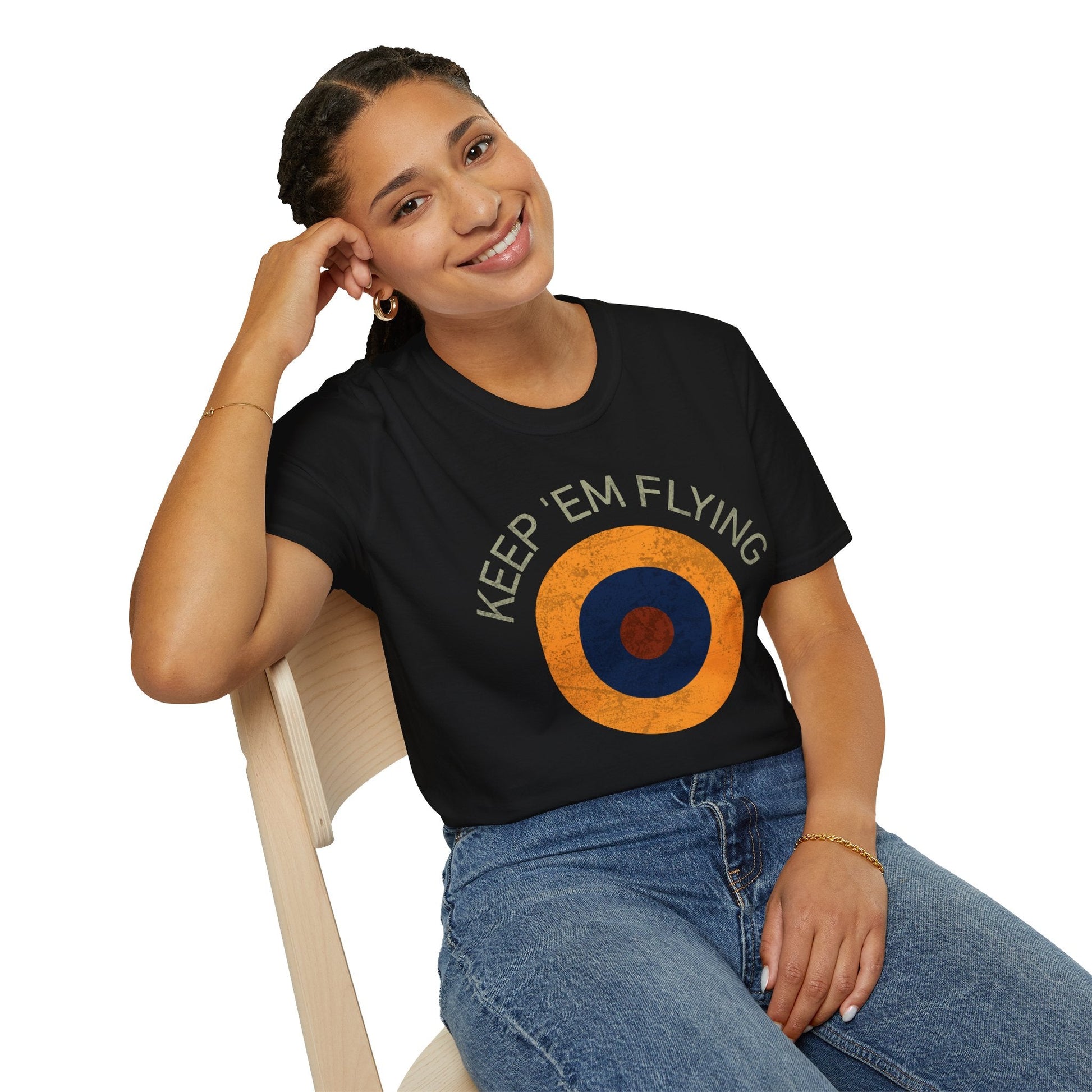 RAF Type B1 Roundel “Keep ’Em Flying” WWII Heritage T Shirt – Royal Air Force Insignia Pilot gifts warbird t shirt