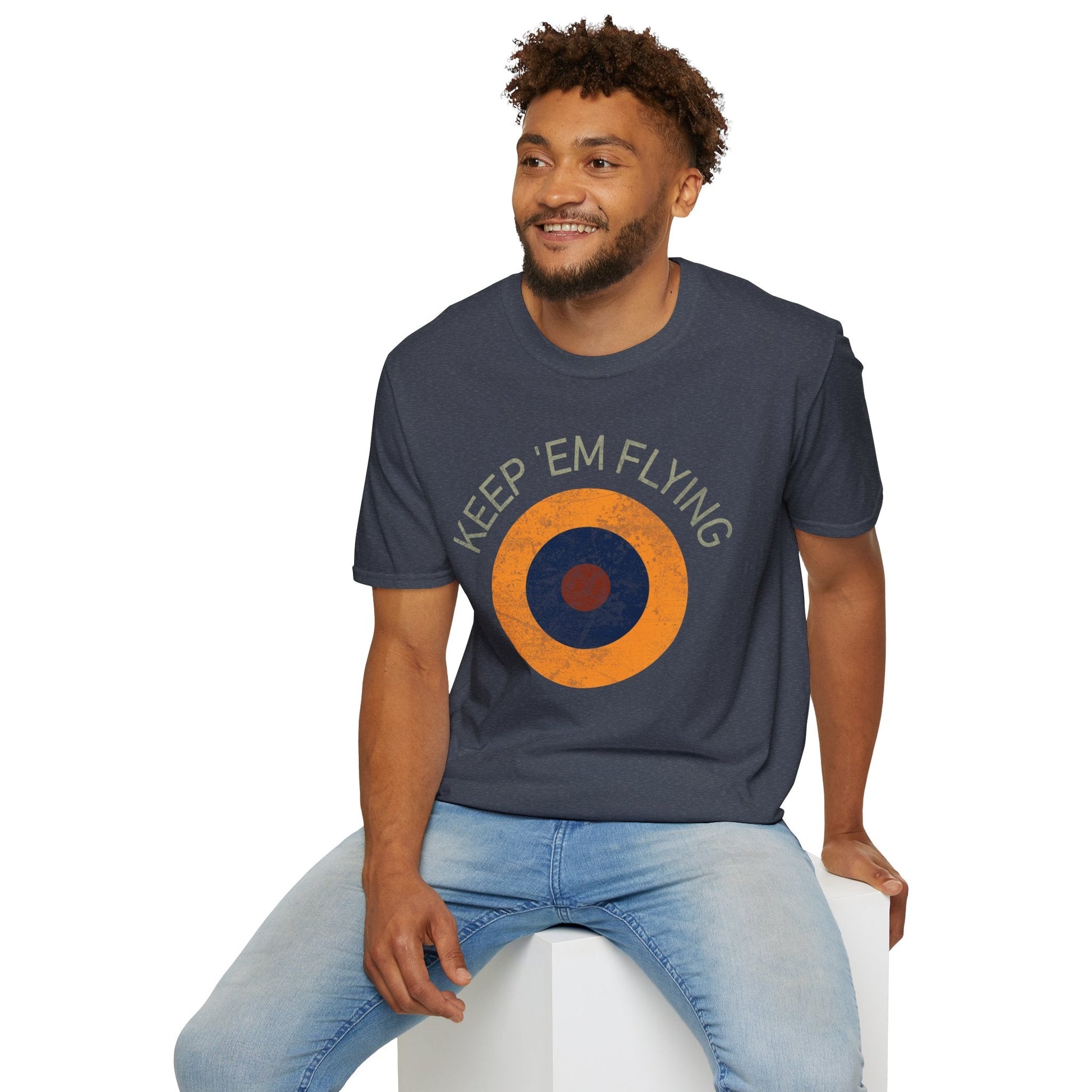RAF Type B1 Roundel “Keep ’Em Flying” WWII Heritage T Shirt – Royal Air Force Insignia Pilot gifts warbird t shirt