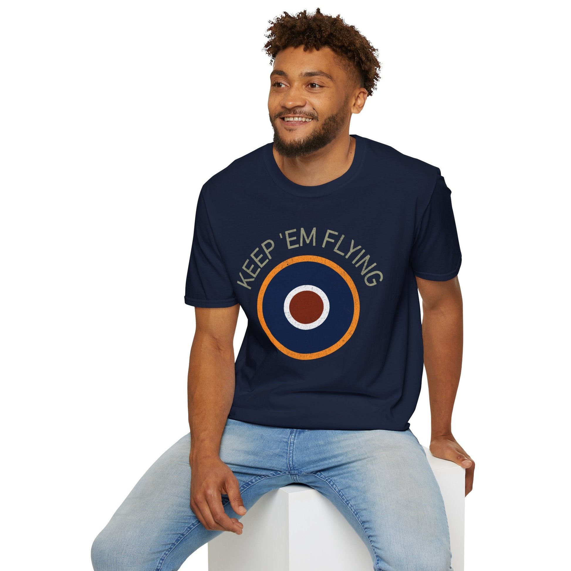 RAF Type C1 Roundel “Keep ’Em Flying” WWII Heritage T Shirt – Royal Air Force Pilot gifts warbird t shirt
