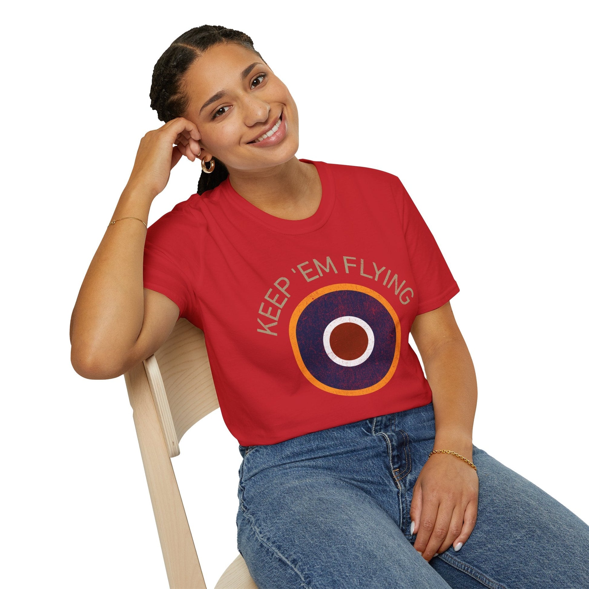 RAF Type C1 Roundel “Keep ’Em Flying” WWII Heritage T Shirt – Royal Air Force Pilot gifts warbird t shirt