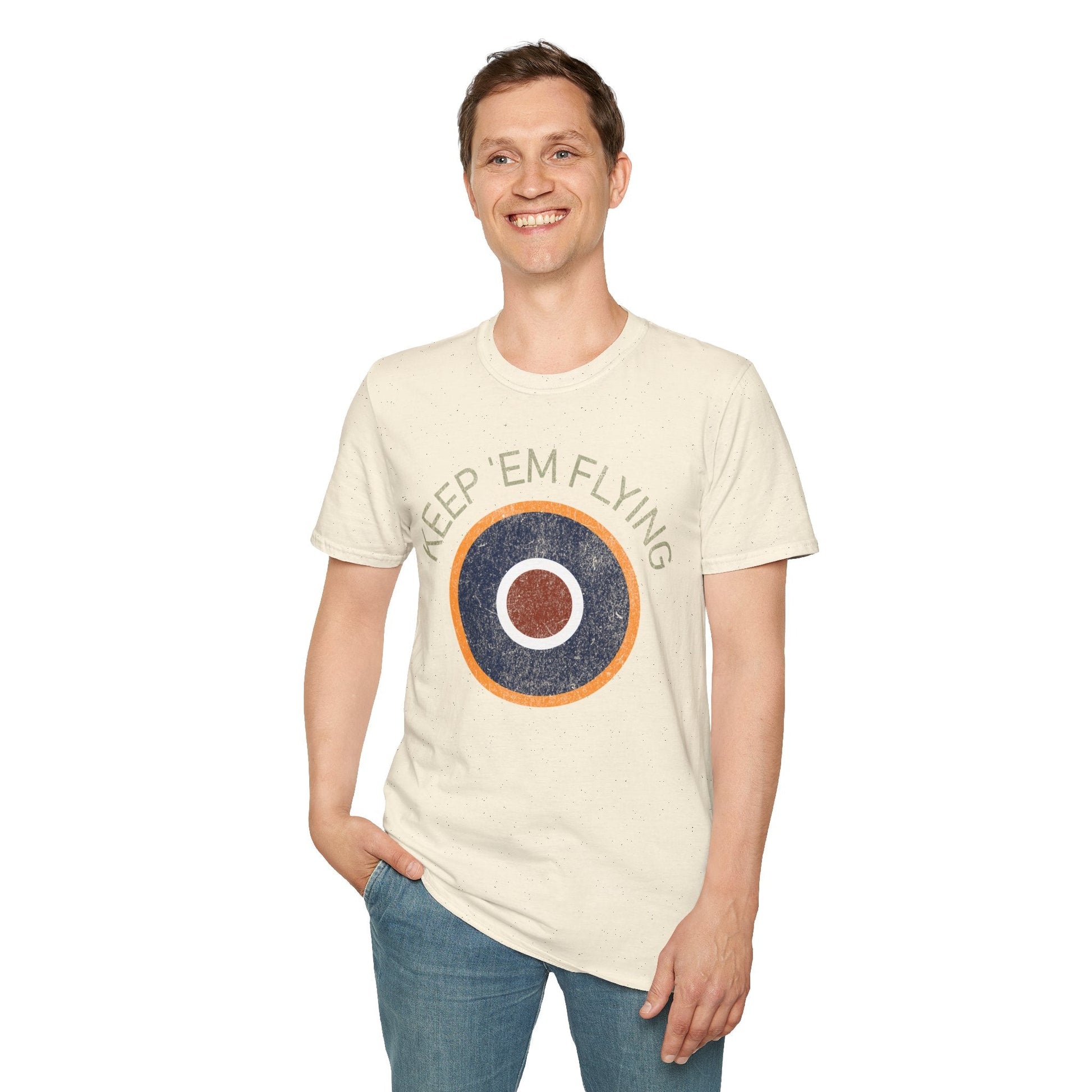 RAF Type C1 Roundel “Keep ’Em Flying” WWII Heritage T Shirt – Royal Air Force Pilot gifts warbird t shirt
