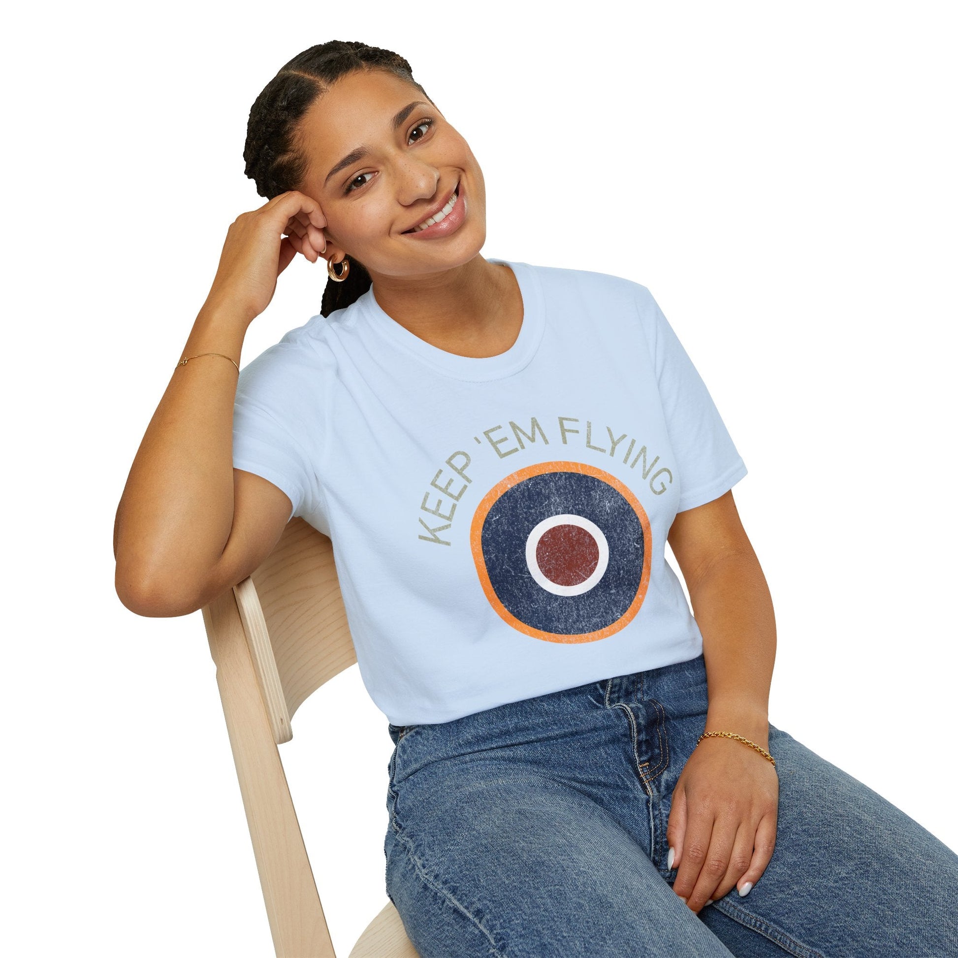 RAF Type C1 Roundel “Keep ’Em Flying” WWII Heritage T Shirt – Royal Air Force Pilot gifts warbird t shirt