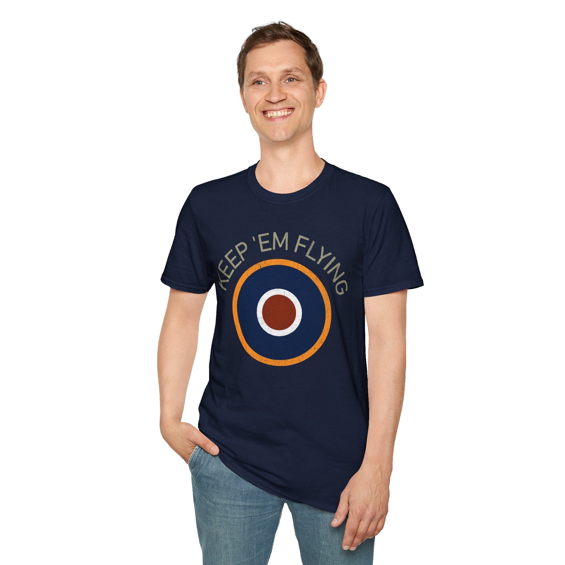 RAF Type C1 Roundel “Keep ’Em Flying” WWII Heritage T Shirt – Royal Air Force Pilot gifts warbird t shirt