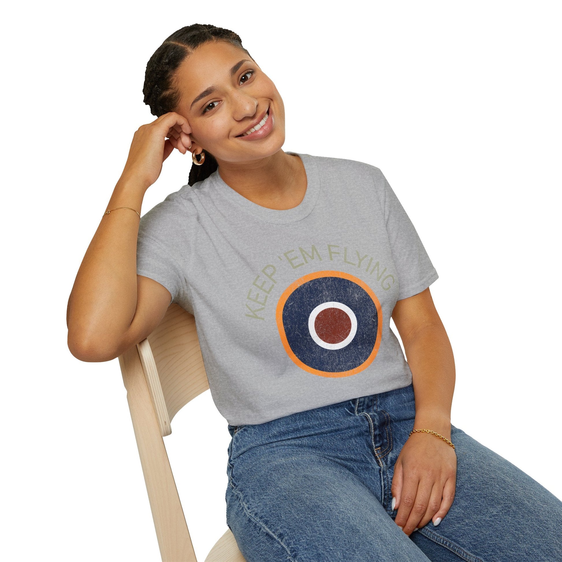 RAF Type C1 Roundel “Keep ’Em Flying” WWII Heritage T Shirt – Royal Air Force Pilot gifts warbird t shirt
