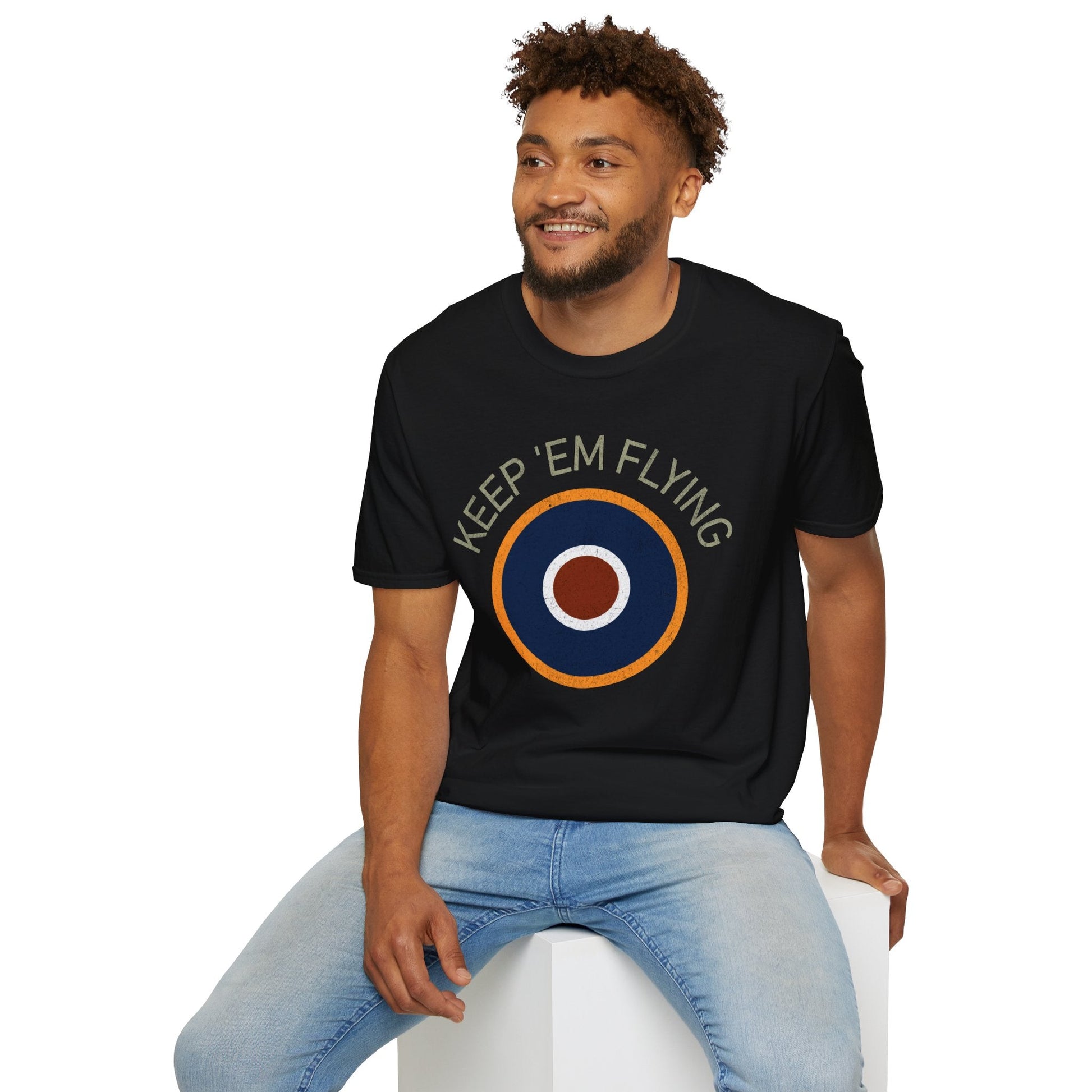 RAF Type C1 Roundel “Keep ’Em Flying” WWII Heritage T Shirt – Royal Air Force Pilot gifts warbird t shirt