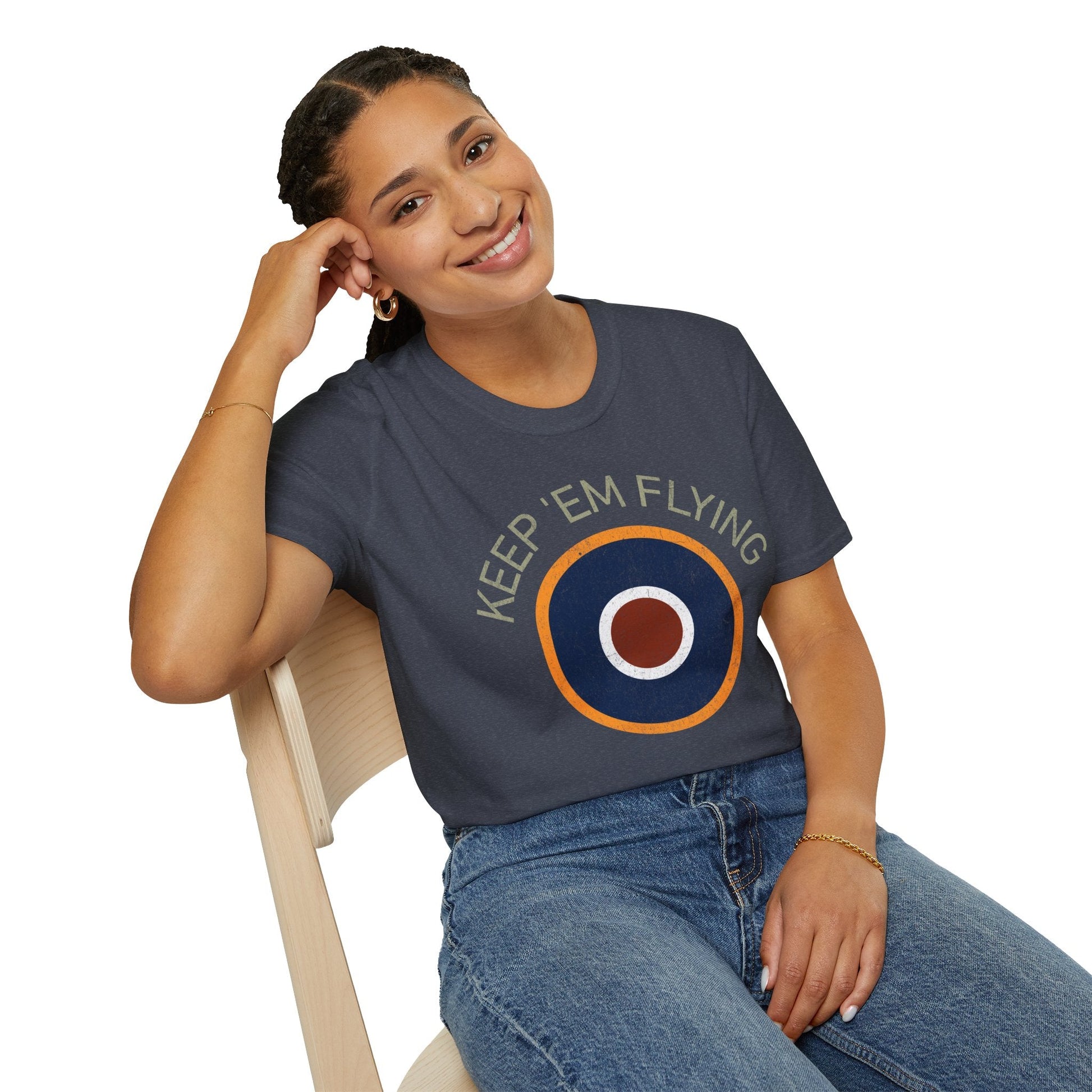 RAF Type C1 Roundel “Keep ’Em Flying” WWII Heritage T Shirt – Royal Air Force Pilot gifts warbird t shirt