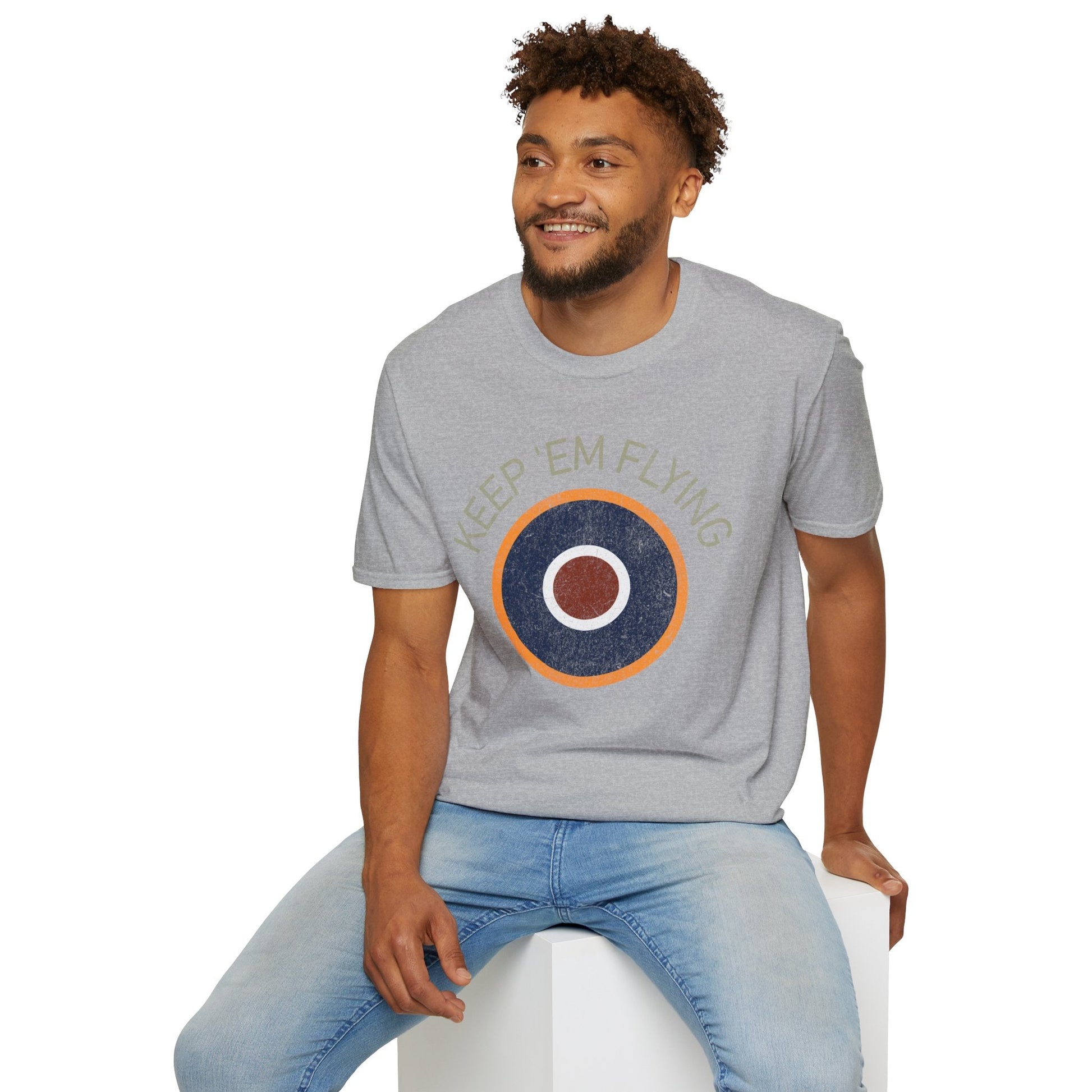 RAF Type C1 Roundel “Keep ’Em Flying” WWII Heritage T Shirt – Royal Air Force Pilot gifts warbird t shirt