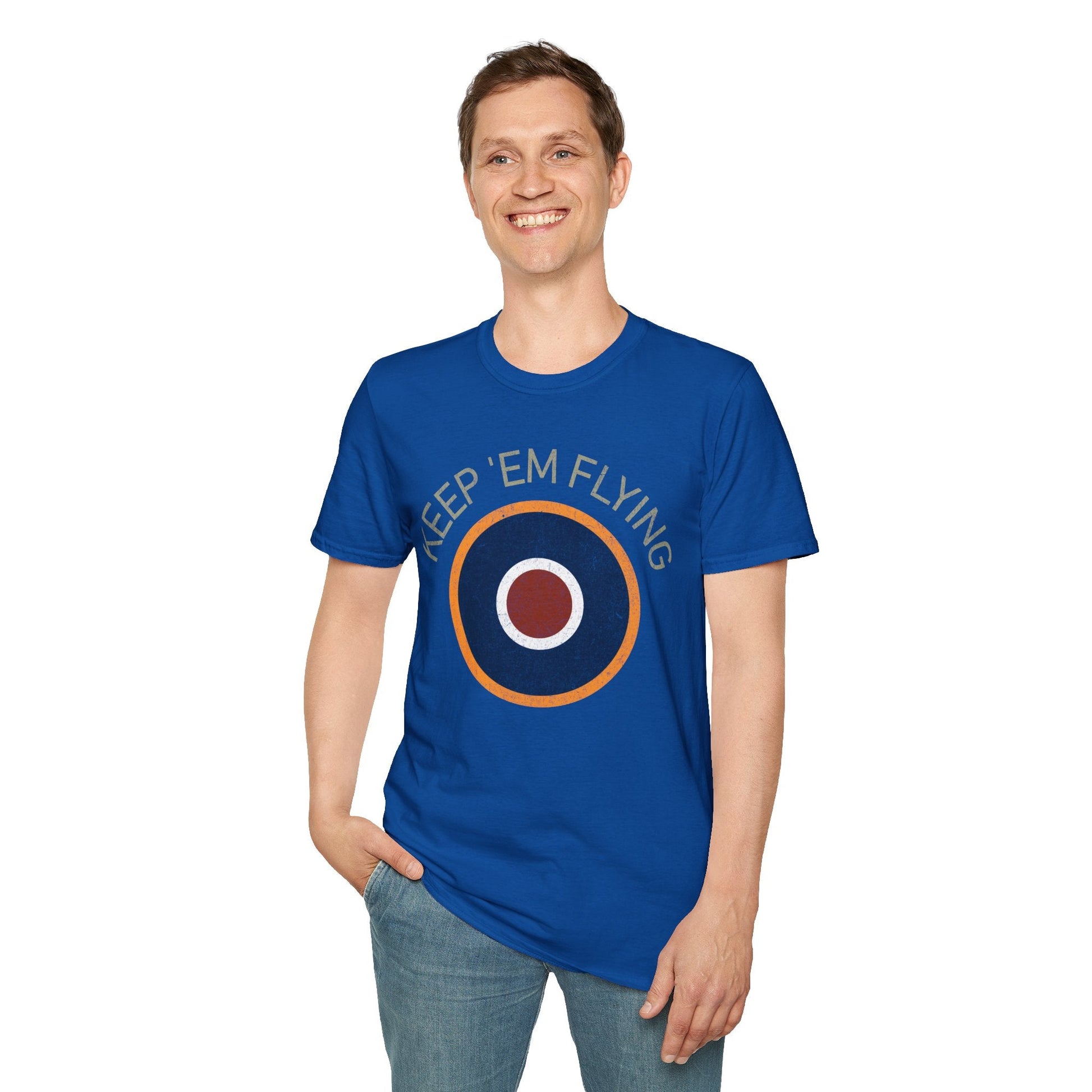 RAF Type C1 Roundel “Keep ’Em Flying” WWII Heritage T Shirt – Royal Air Force Pilot gifts warbird t shirt