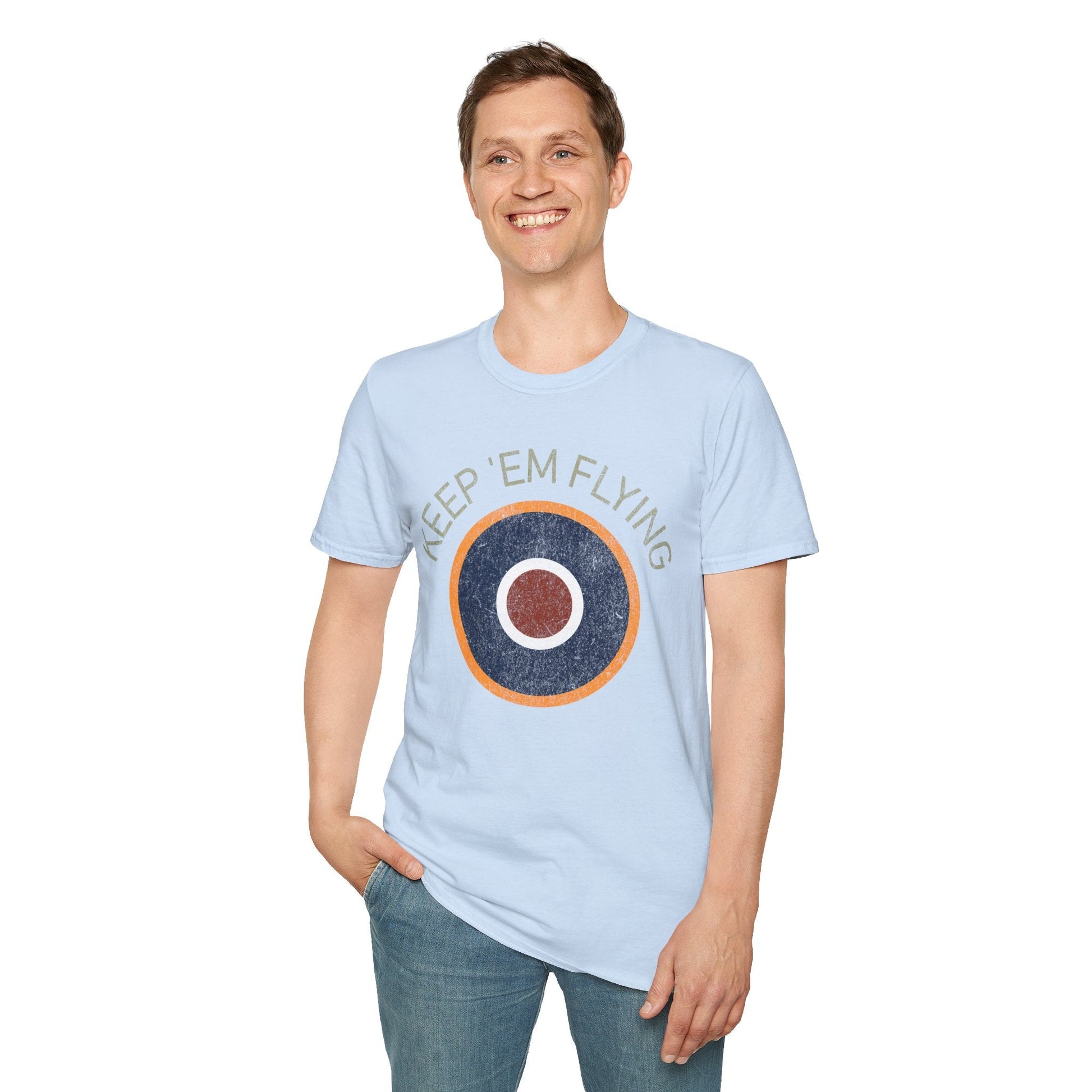 RAF Type C1 Roundel “Keep ’Em Flying” WWII Heritage T Shirt – Royal Air Force Pilot gifts warbird t shirt