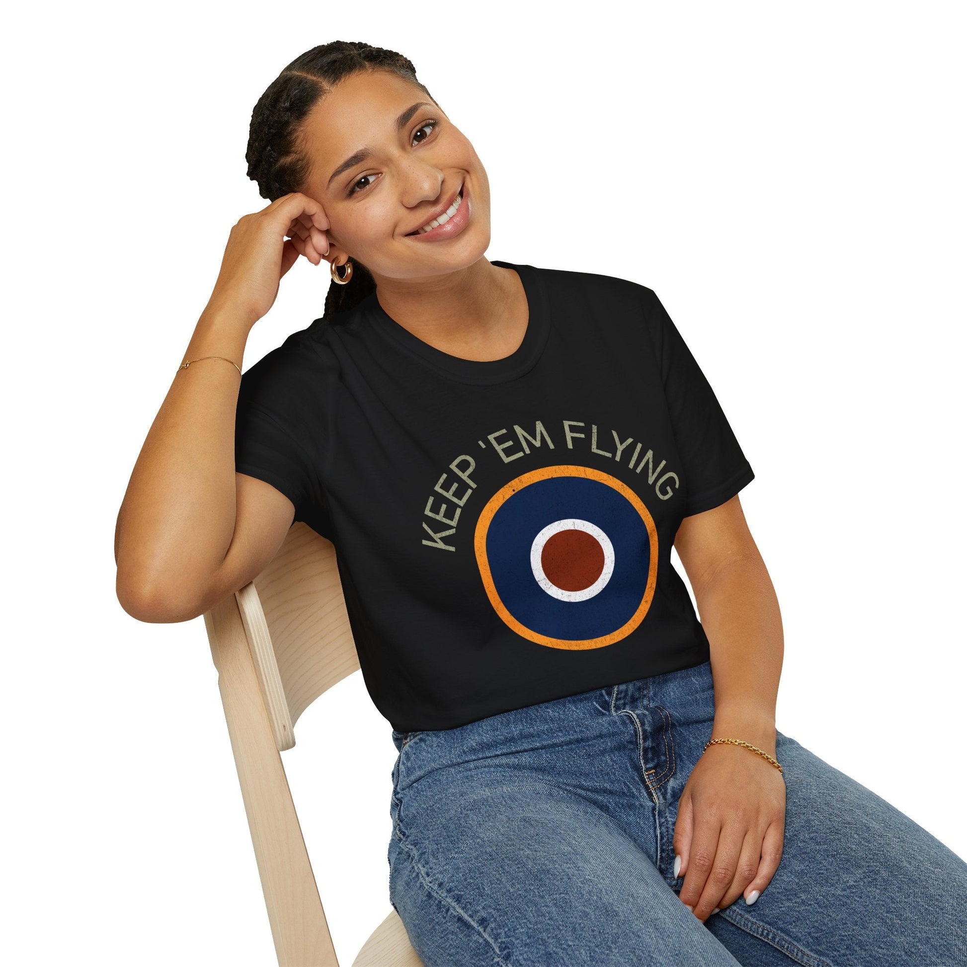 RAF Type C1 Roundel “Keep ’Em Flying” WWII Heritage T Shirt – Royal Air Force Pilot gifts warbird t shirt