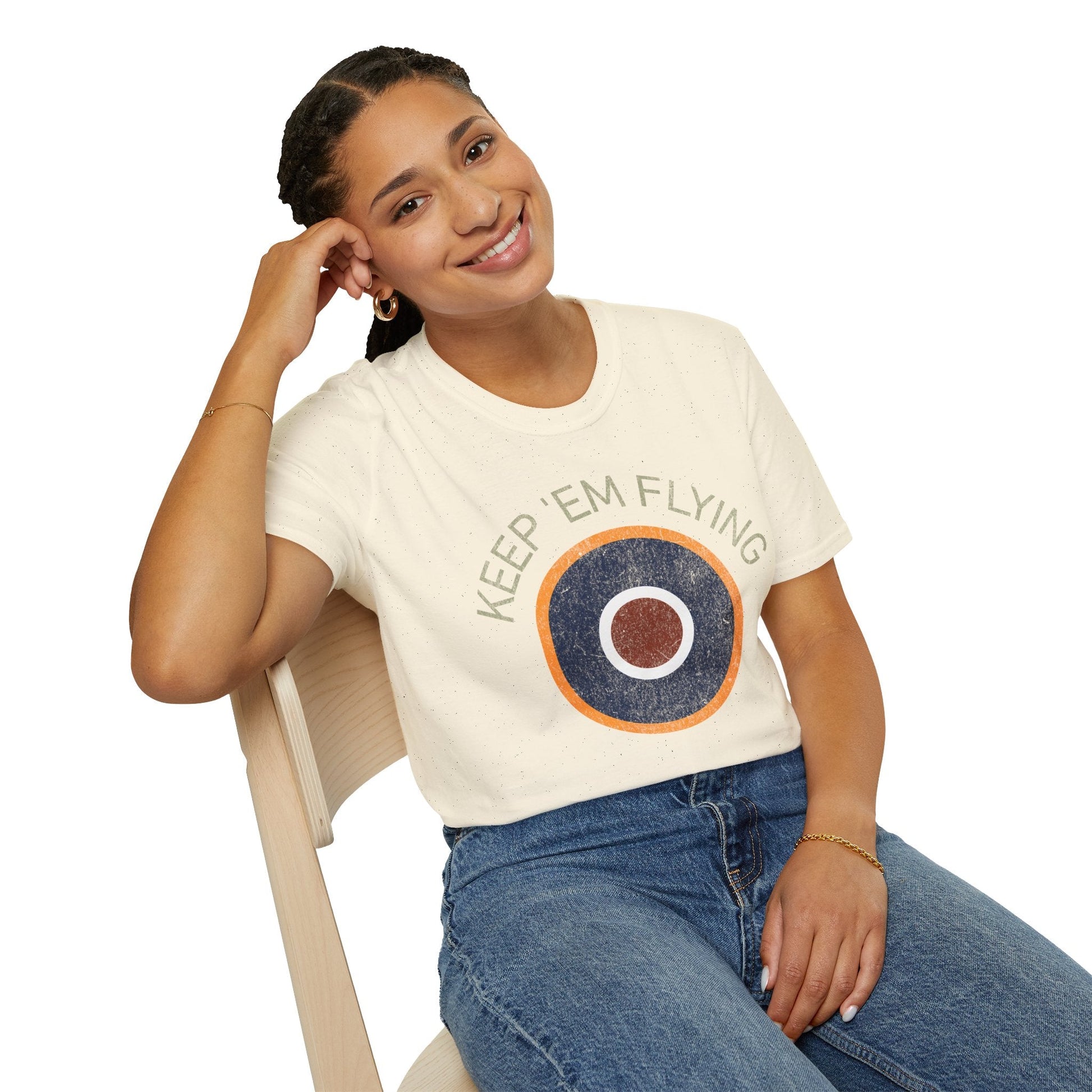 RAF Type C1 Roundel “Keep ’Em Flying” WWII Heritage T Shirt – Royal Air Force Pilot gifts warbird t shirt