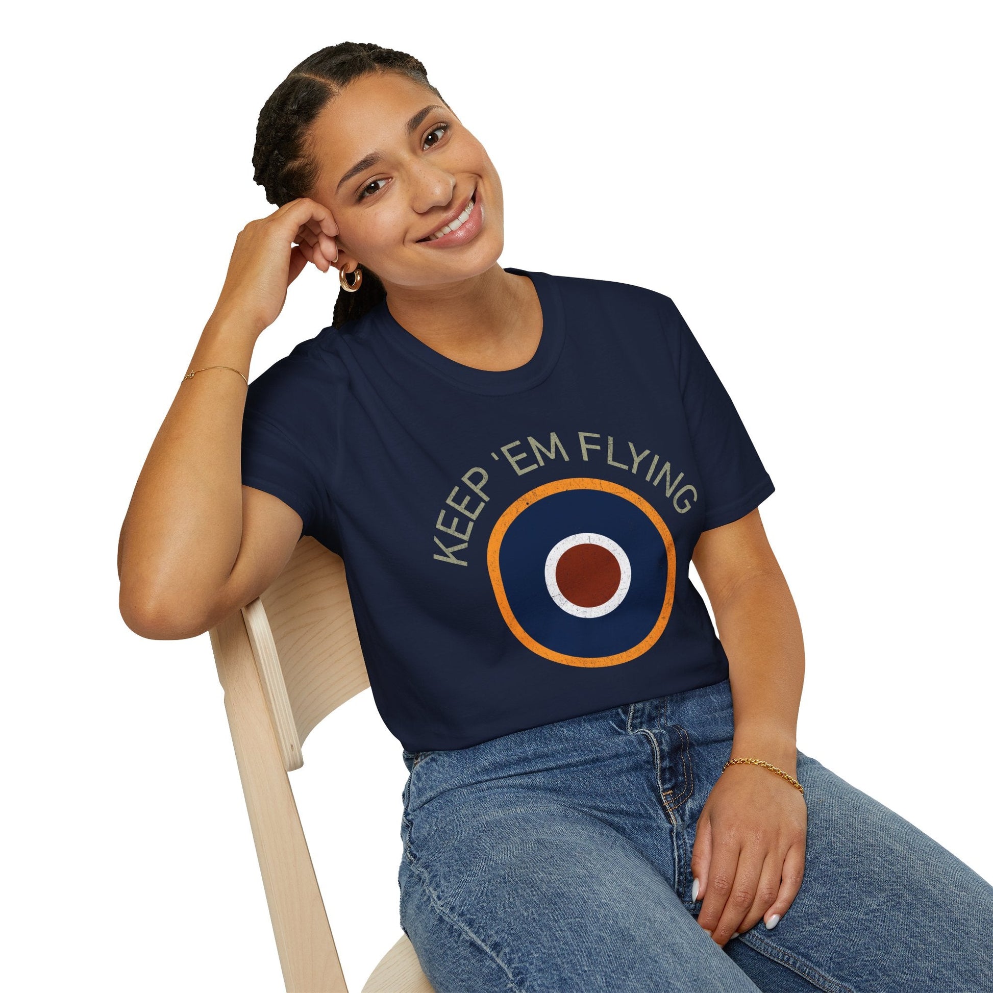 RAF Type C1 Roundel “Keep ’Em Flying” WWII Heritage T Shirt – Royal Air Force Pilot gifts warbird t shirt