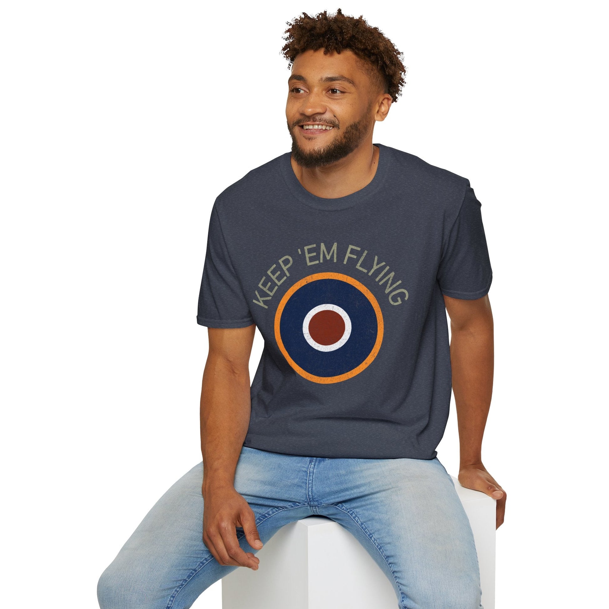 RAF Type C1 Roundel “Keep ’Em Flying” WWII Heritage T Shirt – Royal Air Force Pilot gifts warbird t shirt