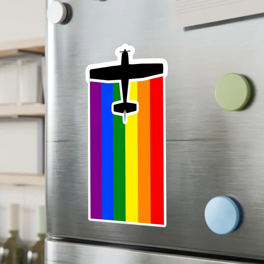Rainbow Pride Airplane Kiss-Cut Vinyl Decal - Paper products - Pilot gifts - WWII warbird t-shirt