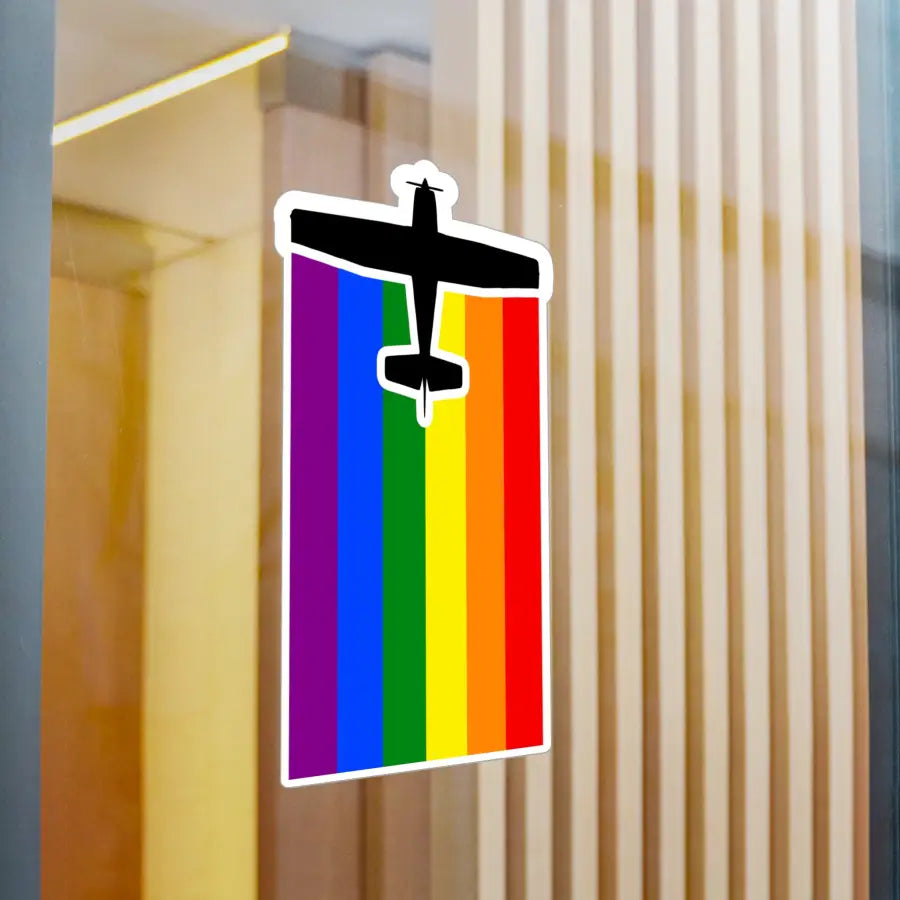 Rainbow Pride Airplane Kiss-Cut Vinyl Decal - Paper products - Pilot gifts - WWII warbird t-shirt