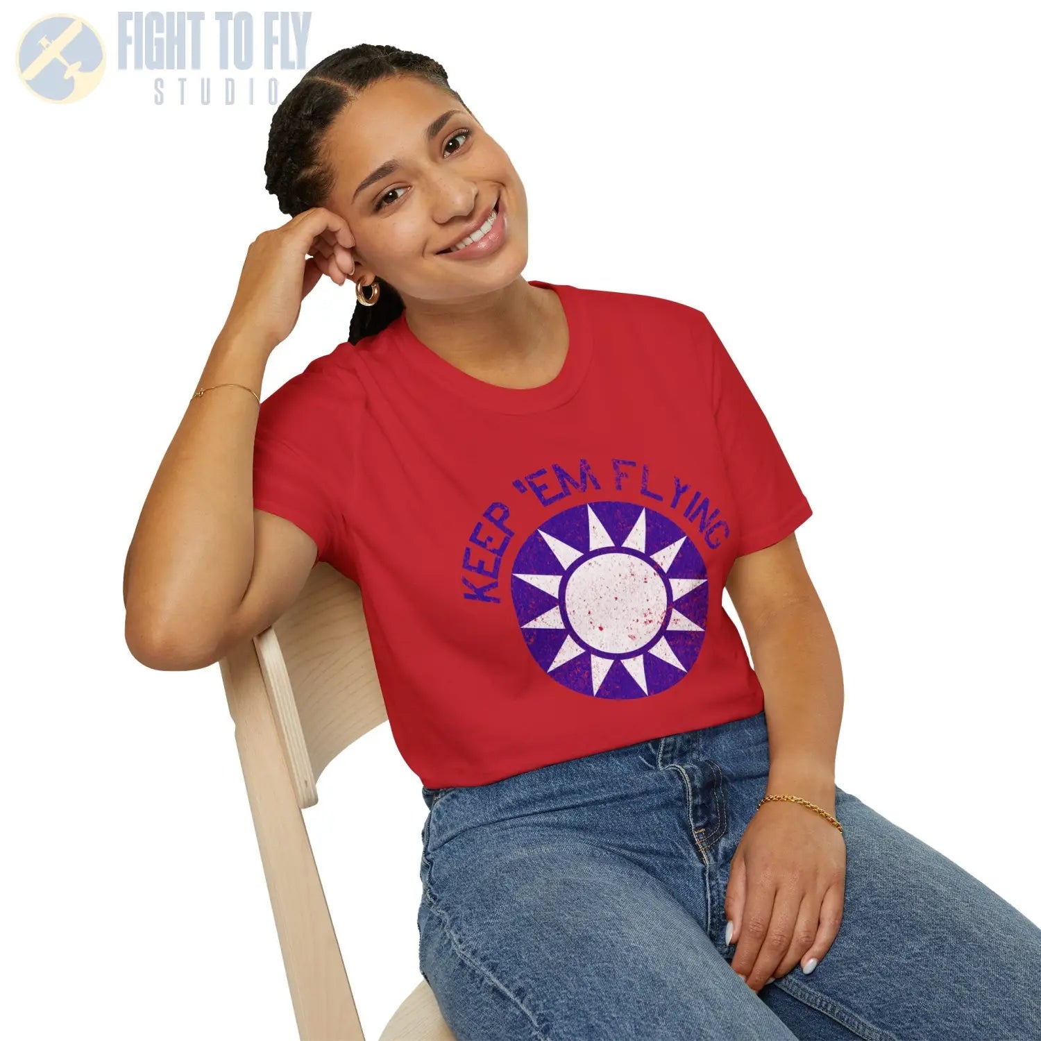 Republic of China Roundel “Keep ’Em Flying” Flying Tigers T Shirt Pilot gifts WWII warbird t shirt
