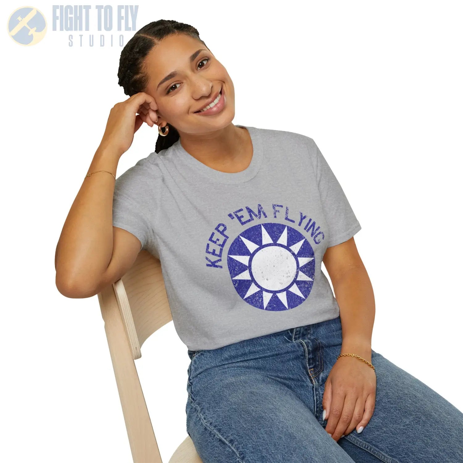 Republic of China Roundel “Keep ’Em Flying” Flying Tigers T Shirt Pilot gifts WWII warbird t shirt