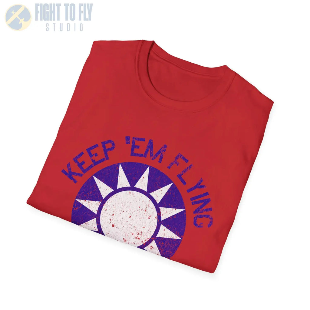 Republic of China Roundel “Keep ’Em Flying” Flying Tigers T Shirt Pilot gifts WWII warbird t shirt